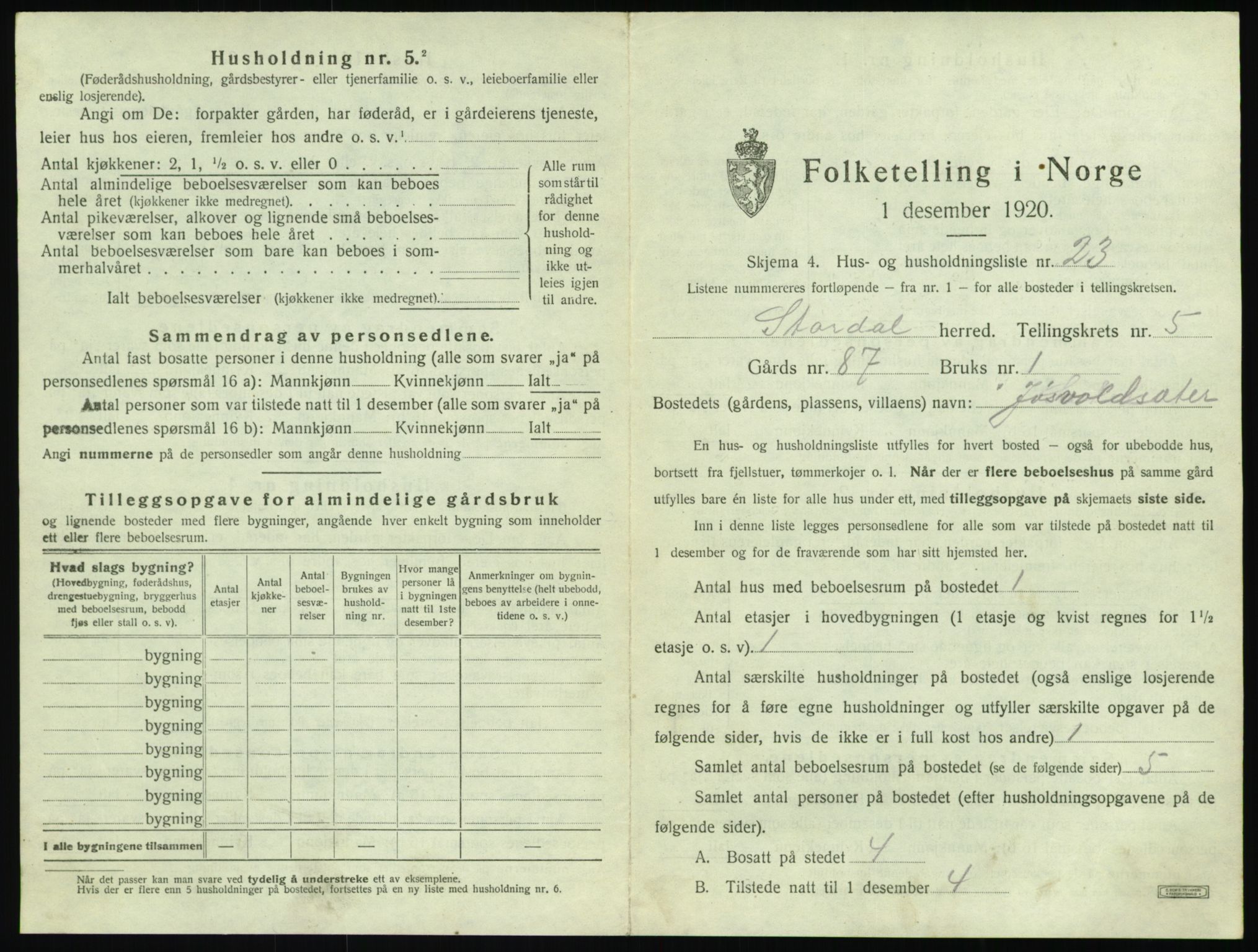 SAT, Folketelling 1920 for 1526 Stordal herred, 1920, s. 278