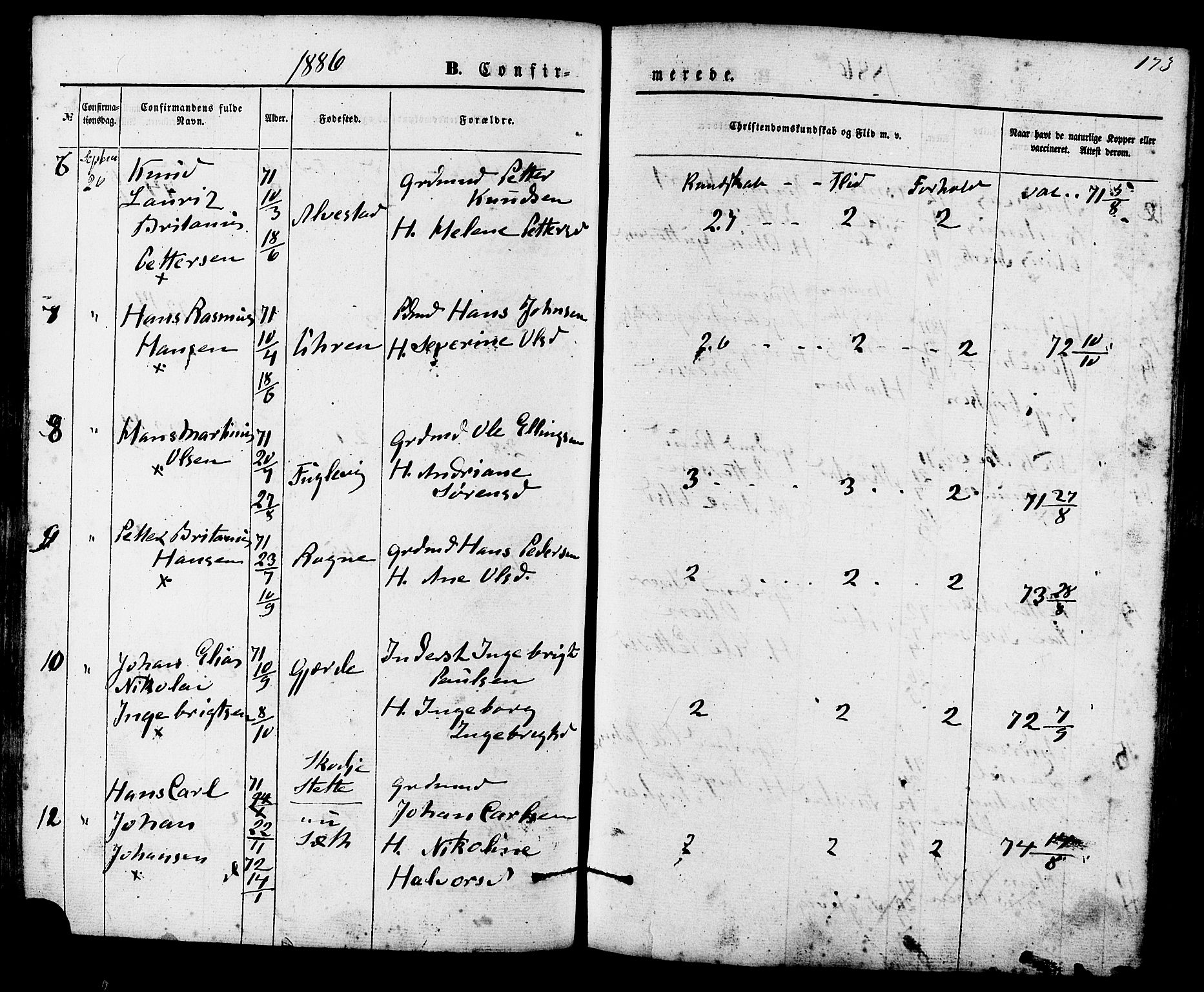 Ministerialprotokoller, klokkerbøker og fødselsregistre - Møre og Romsdal, AV/SAT-A-1454/536/L0500: Ministerialbok nr. 536A09, 1876-1889, s. 173