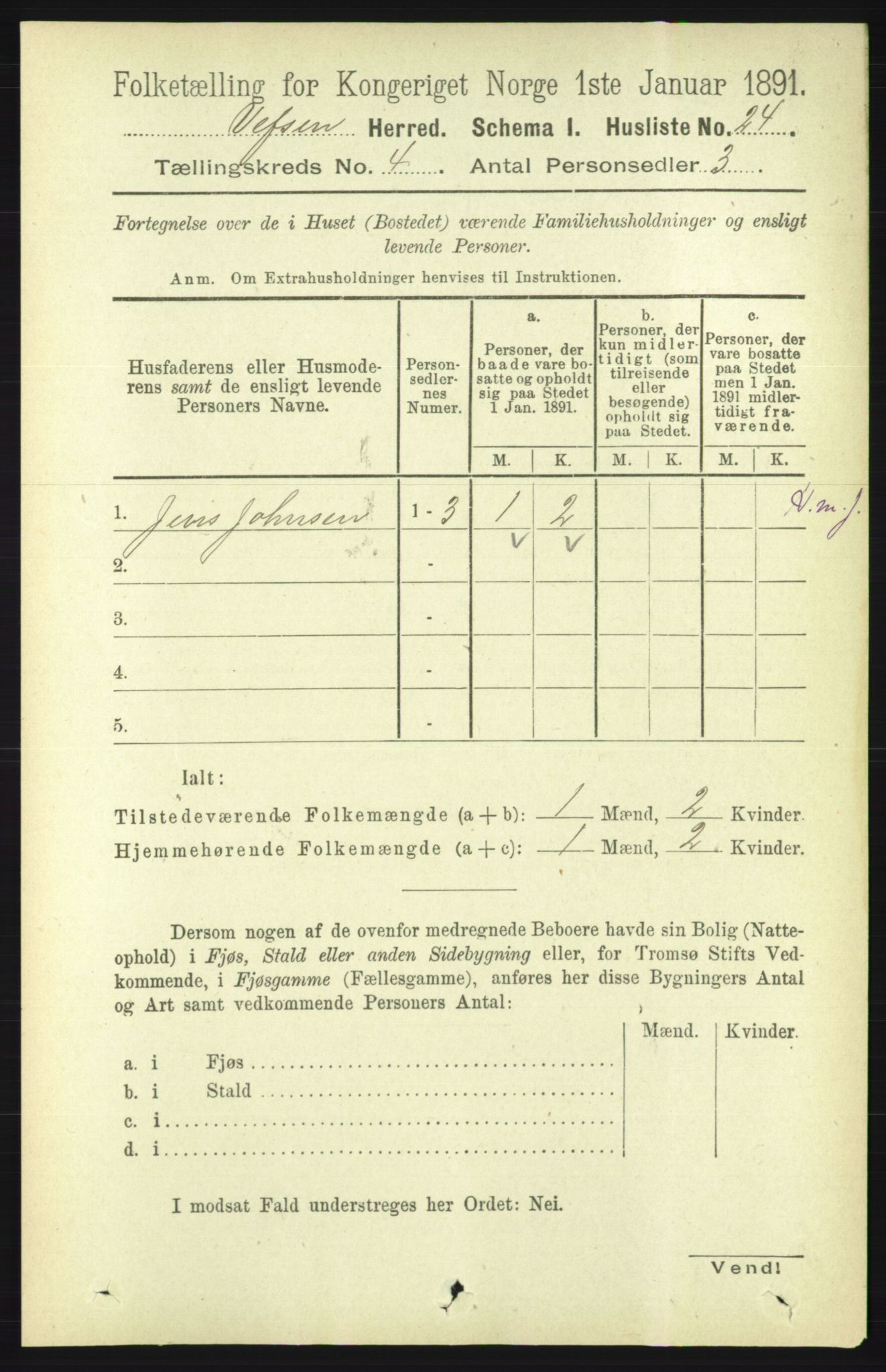 RA, Folketelling 1891 for 1824 Vefsn herred, 1891, s. 1586