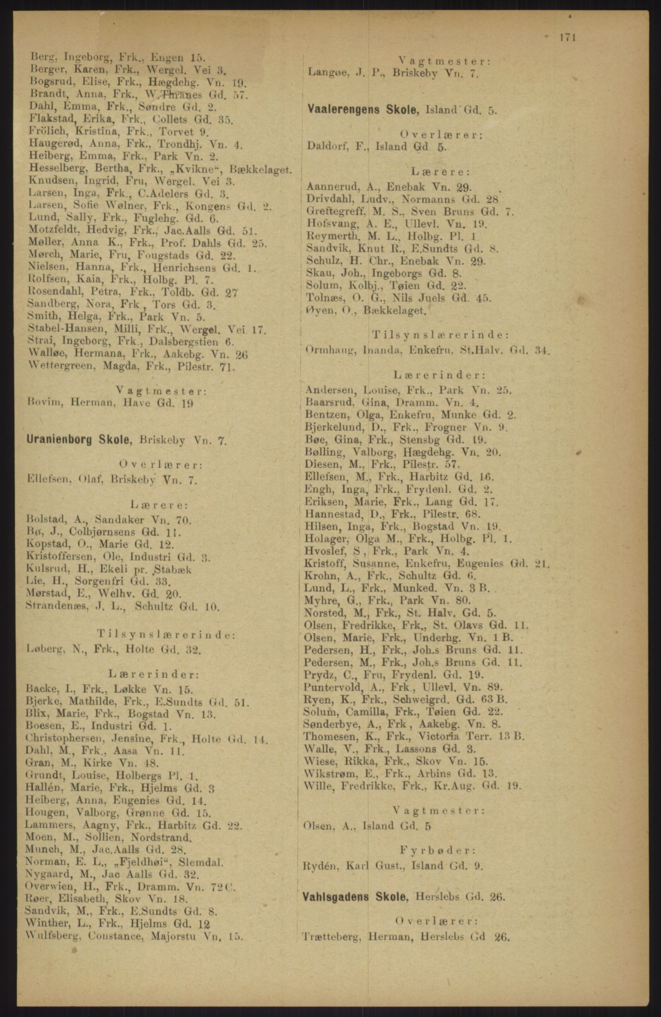 Kristiania/Oslo adressebok, PUBL/-, 1911, s. 171