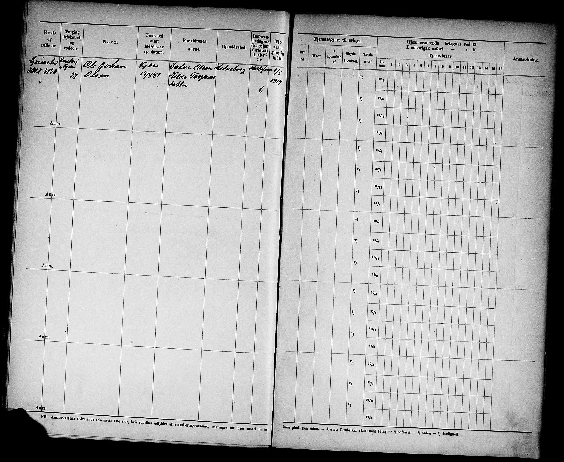 Kristiansand mønstringskrets, AV/SAK-2031-0015/F/Fd/L0005: Rulle sjøvernepliktige, C-5, 1903, s. 38