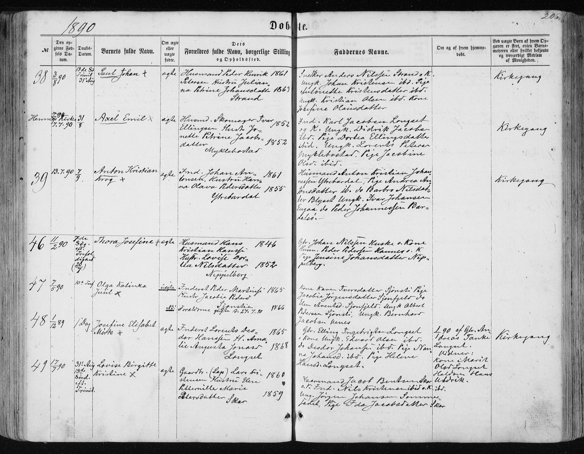 Ministerialprotokoller, klokkerbøker og fødselsregistre - Nordland, AV/SAT-A-1459/838/L0556: Klokkerbok nr. 838C03, 1861-1893, s. 206