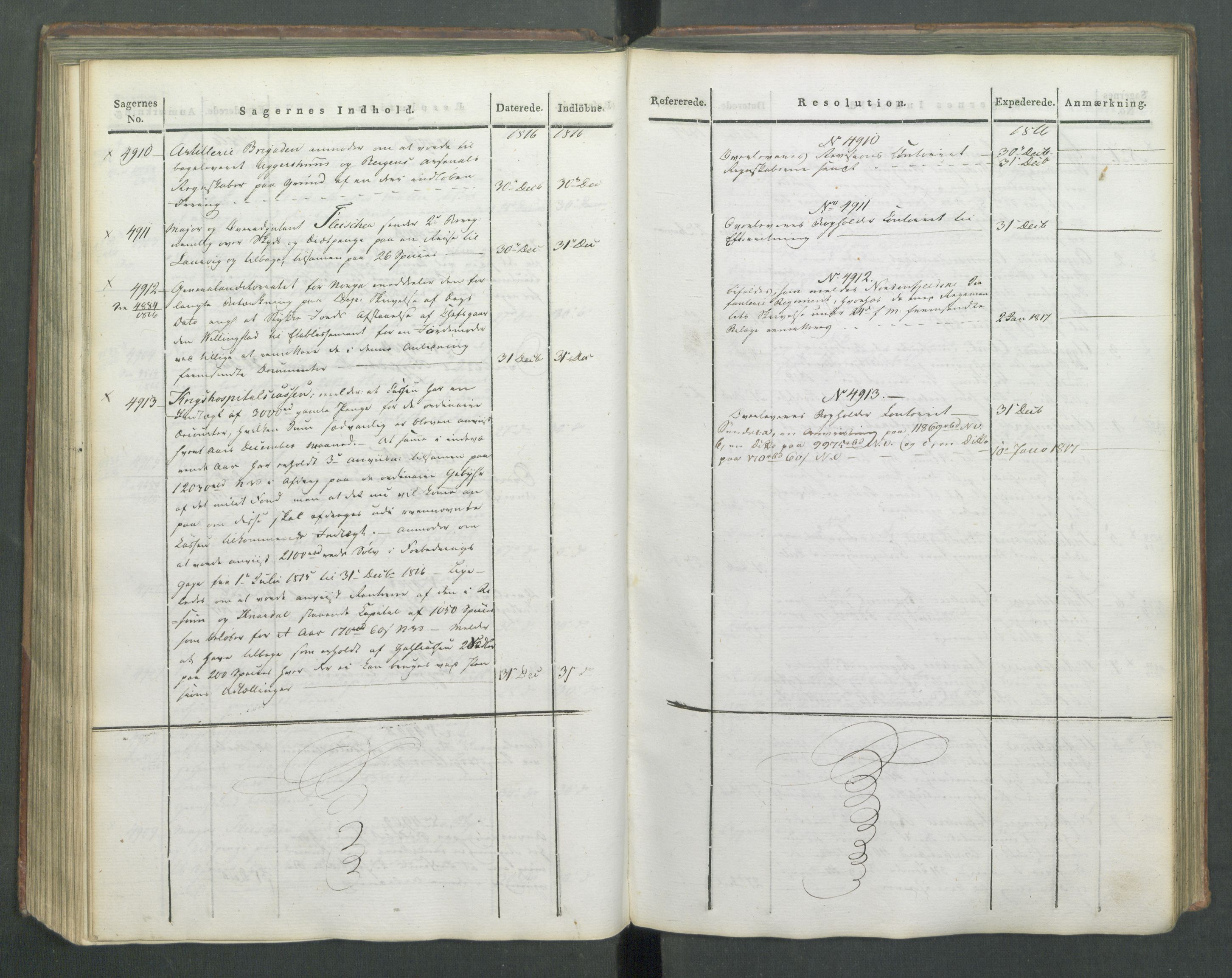 Armédepartementet, AV/RA-RAFA-3493/C/Ca/L0009: 6. Departements Journal, 1816-1817