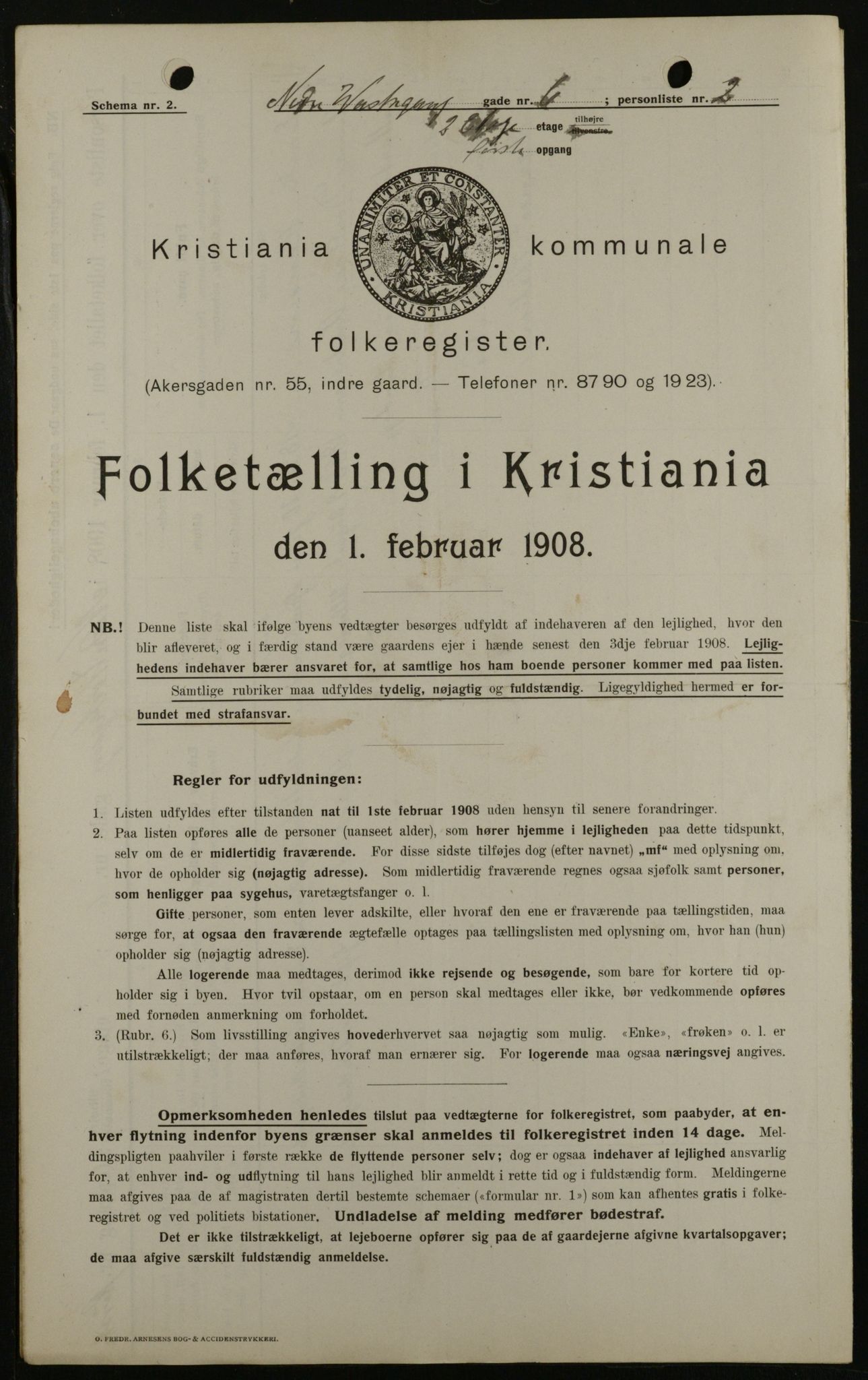 OBA, Kommunal folketelling 1.2.1908 for Kristiania kjøpstad, 1908, s. 62342