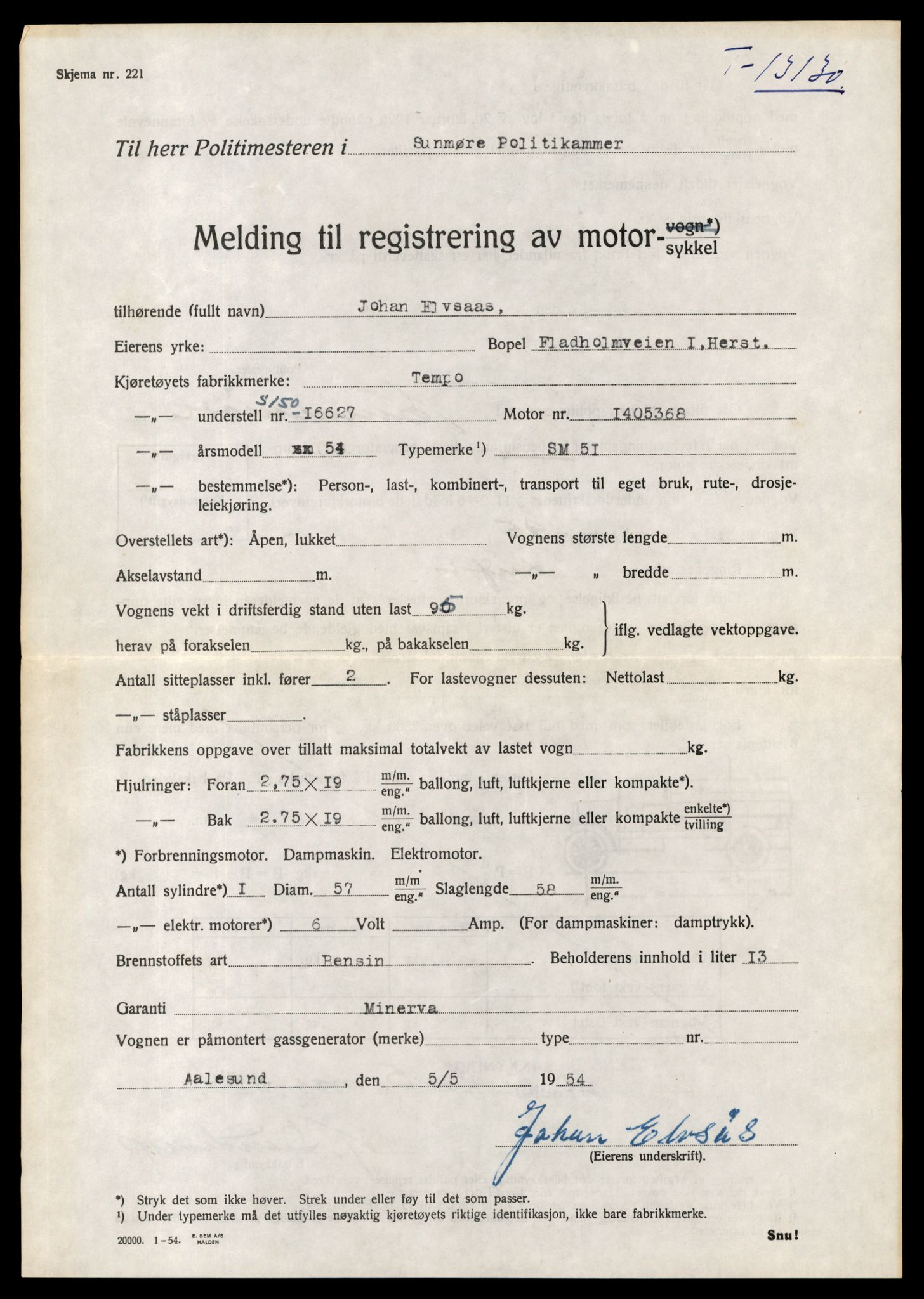 Møre og Romsdal vegkontor - Ålesund trafikkstasjon, AV/SAT-A-4099/F/Fe/L0037: Registreringskort for kjøretøy T 13031 - T 13179, 1927-1998, s. 2001