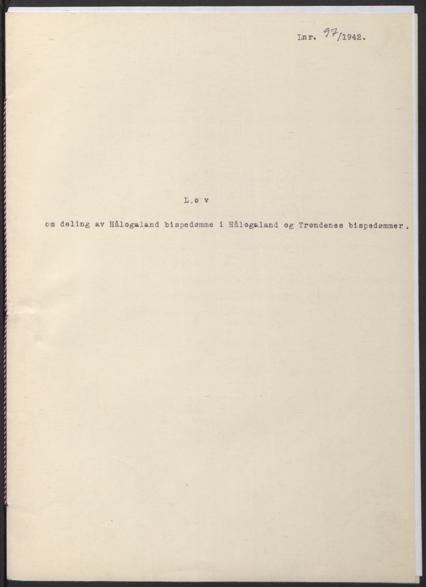 NS-administrasjonen 1940-1945 (Statsrådsekretariatet, de kommisariske statsråder mm), AV/RA-S-4279/D/Db/L0097: Lover I, 1942, s. 298