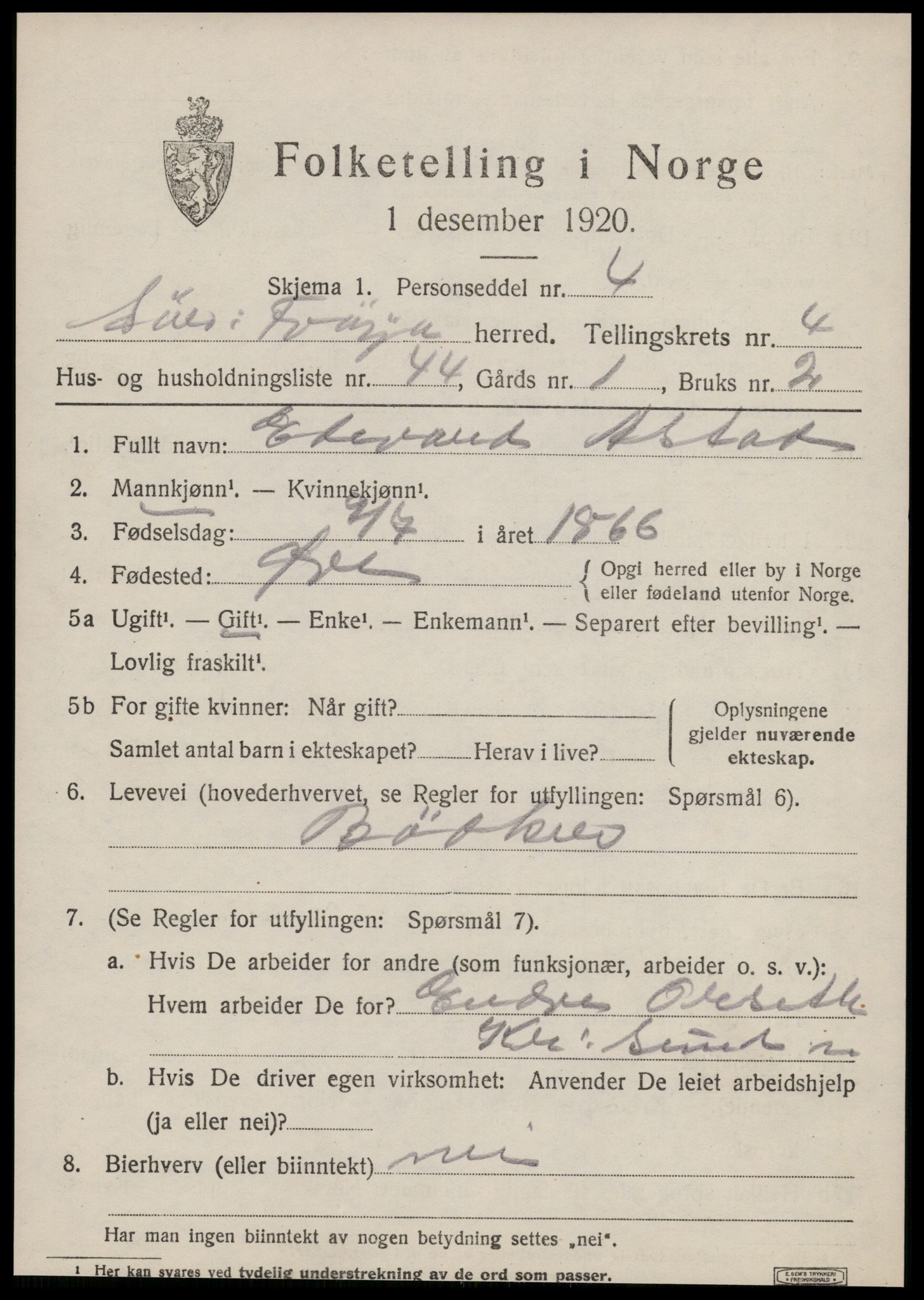 SAT, Folketelling 1920 for 1619 Sør-Frøya herred, 1920, s. 3909
