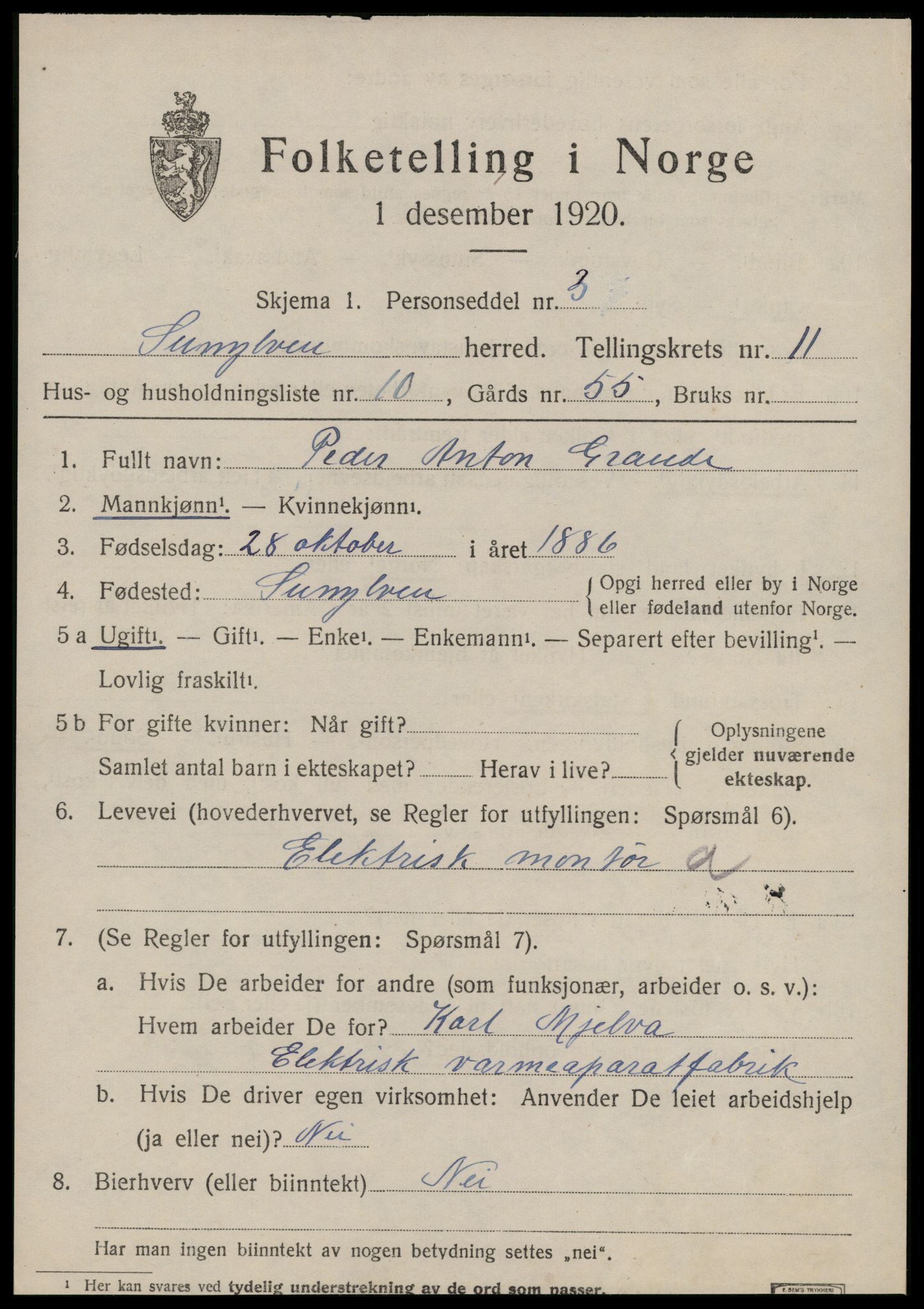 SAT, Folketelling 1920 for 1523 Sunnylven herred, 1920, s. 3236