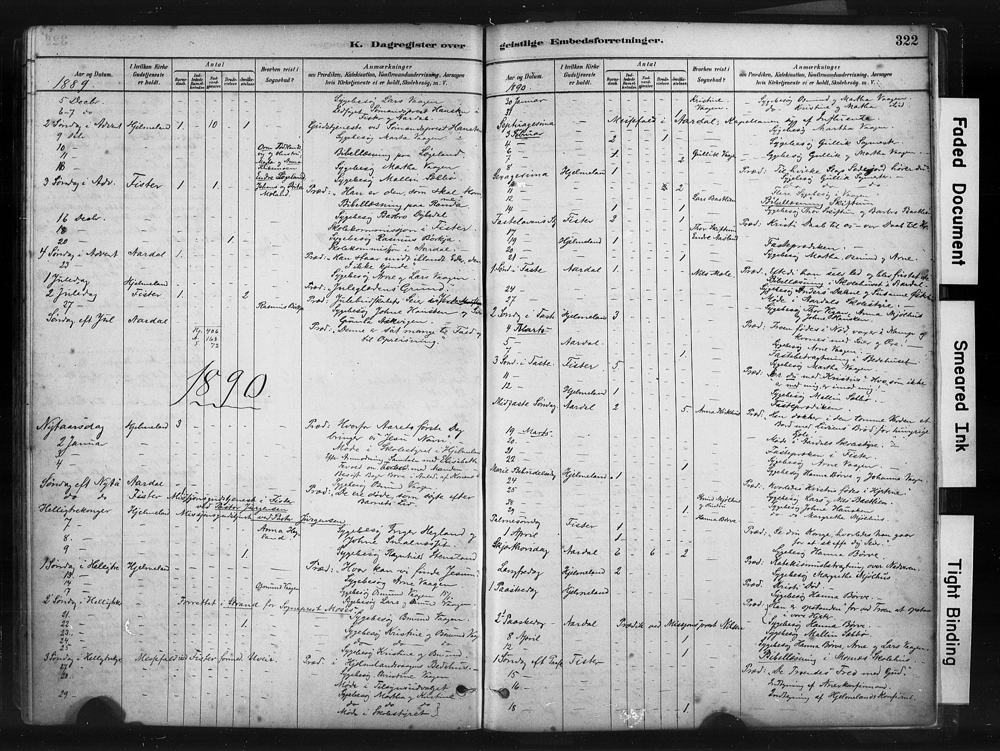 Hjelmeland sokneprestkontor, SAST/A-101843/01/IV/L0014: Ministerialbok nr. A 14, 1879-1900, s. 322