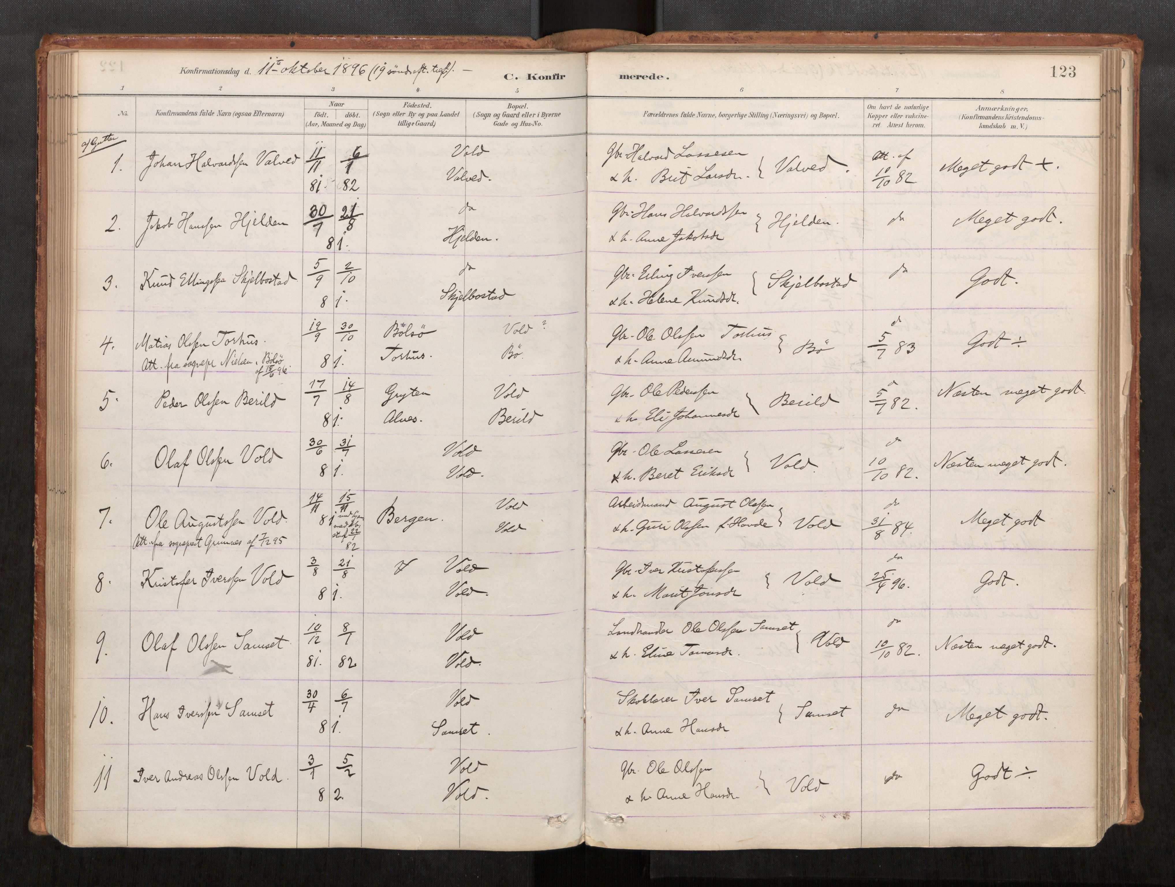 Ministerialprotokoller, klokkerbøker og fødselsregistre - Møre og Romsdal, SAT/A-1454/543/L0568: Ministerialbok nr. 543A03, 1885-1915, s. 123