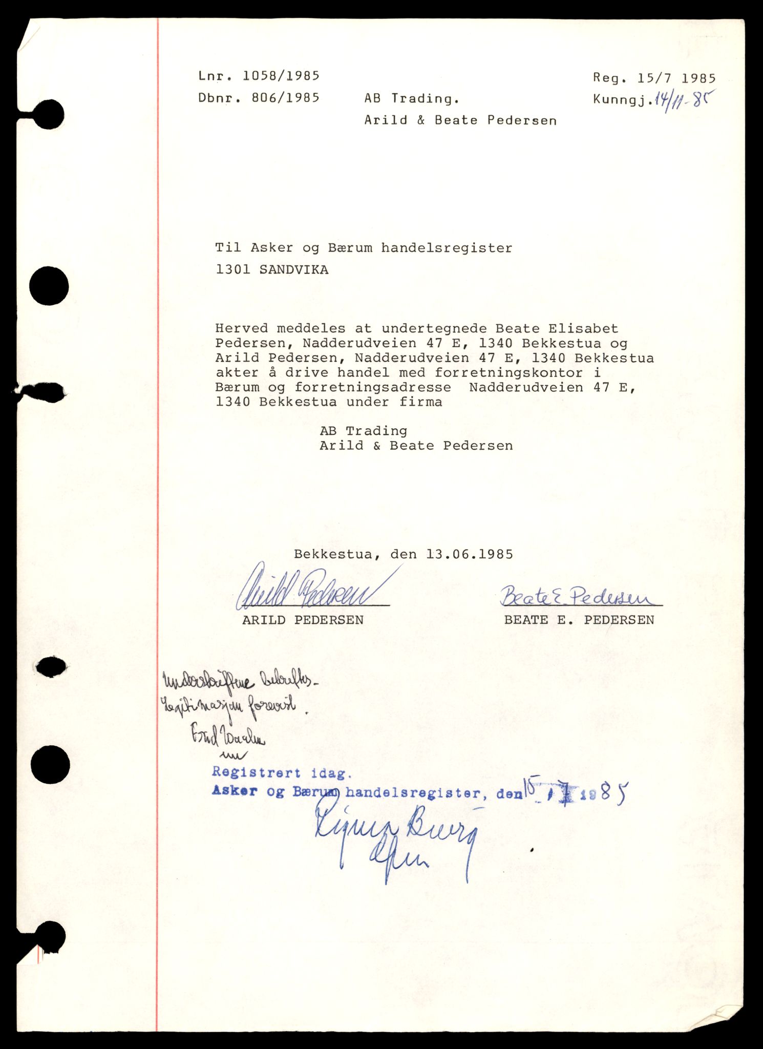 Asker og Bærum tingrett, AV/SAT-A-10379/K/Ka/Kab/L0003: Enkeltmannsforetak i Bærum, A - G, 1944-1989, s. 7