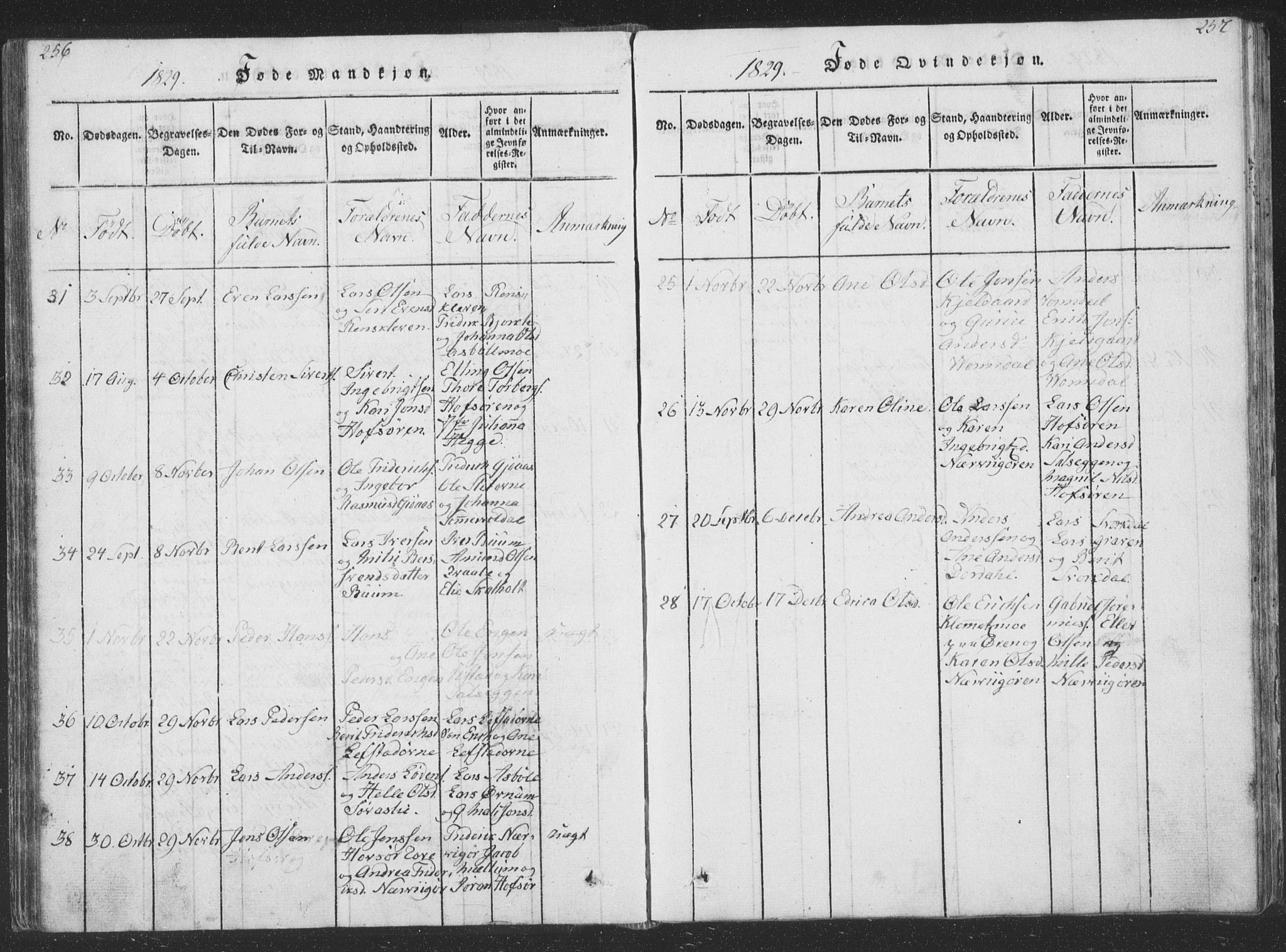 Ministerialprotokoller, klokkerbøker og fødselsregistre - Sør-Trøndelag, AV/SAT-A-1456/668/L0816: Klokkerbok nr. 668C05, 1816-1893, s. 256-257