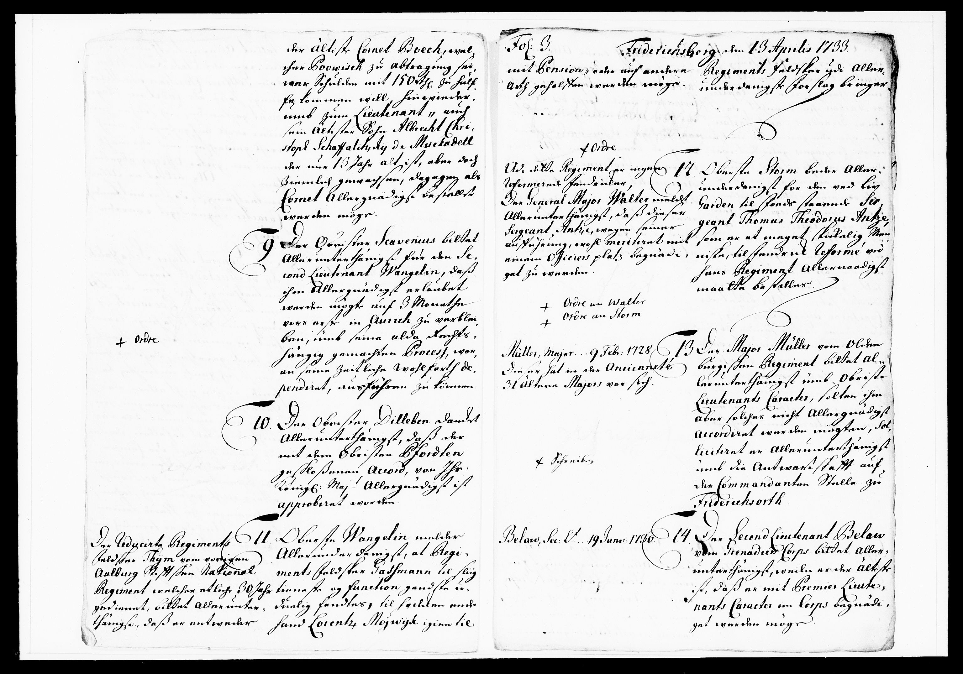 Krigskollegiet, Krigskancelliet, DRA/A-0006/-/1108-1113: Refererede sager, 1733, s. 98