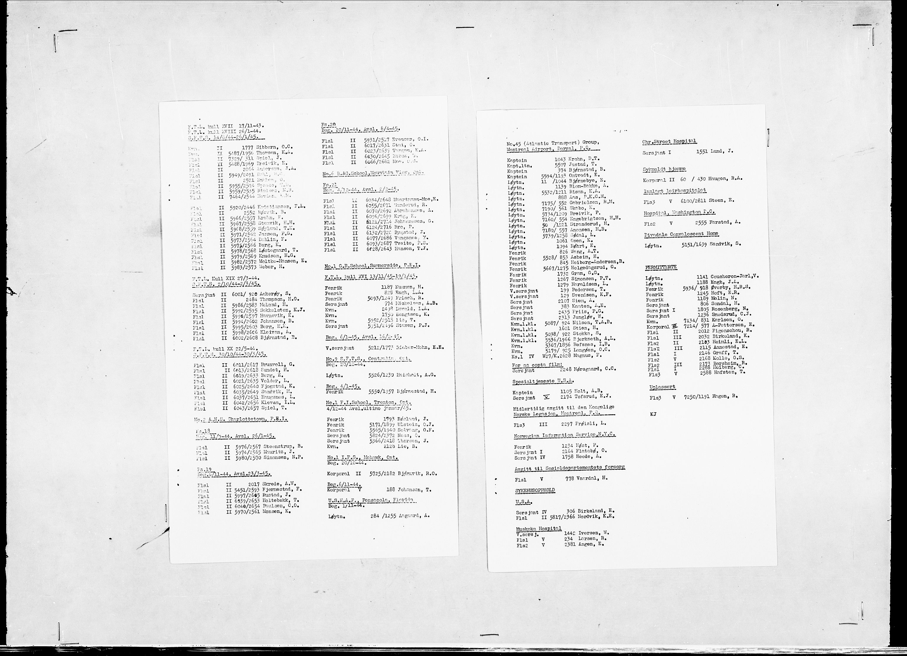 Forsvaret, Flyvåpnenes treningsleir 1940-1945, RA/RAFA-3974/V/L0038: Ekspedisjonskontoret. 8. Personellkontoret, 1940-1945