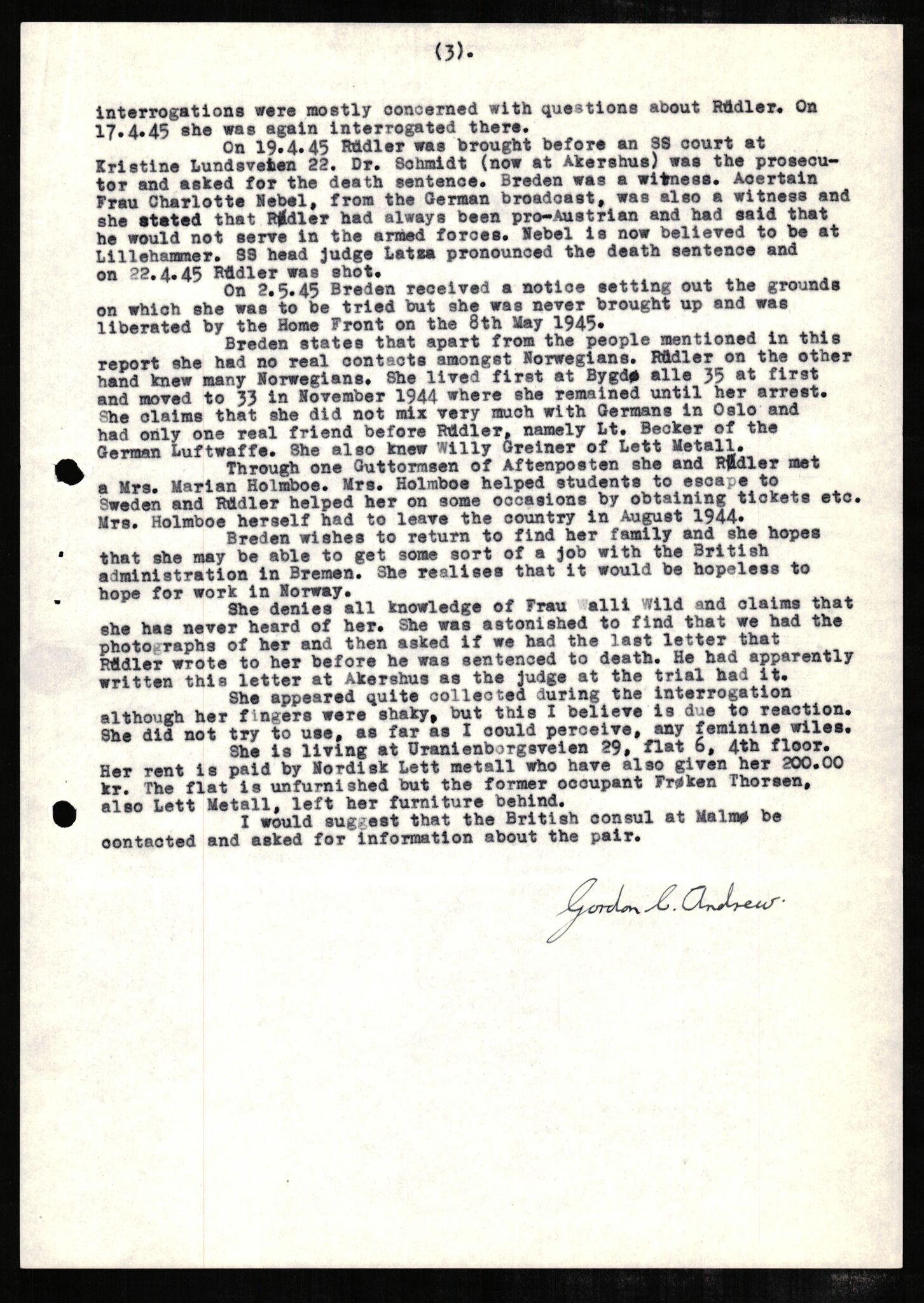 Forsvaret, Forsvarets overkommando II, RA/RAFA-3915/D/Db/L0004: CI Questionaires. Tyske okkupasjonsstyrker i Norge. Tyskere., 1945-1946, s. 258