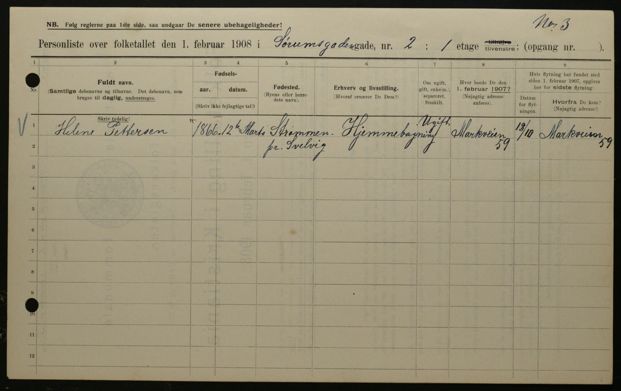 OBA, Kommunal folketelling 1.2.1908 for Kristiania kjøpstad, 1908, s. 96090