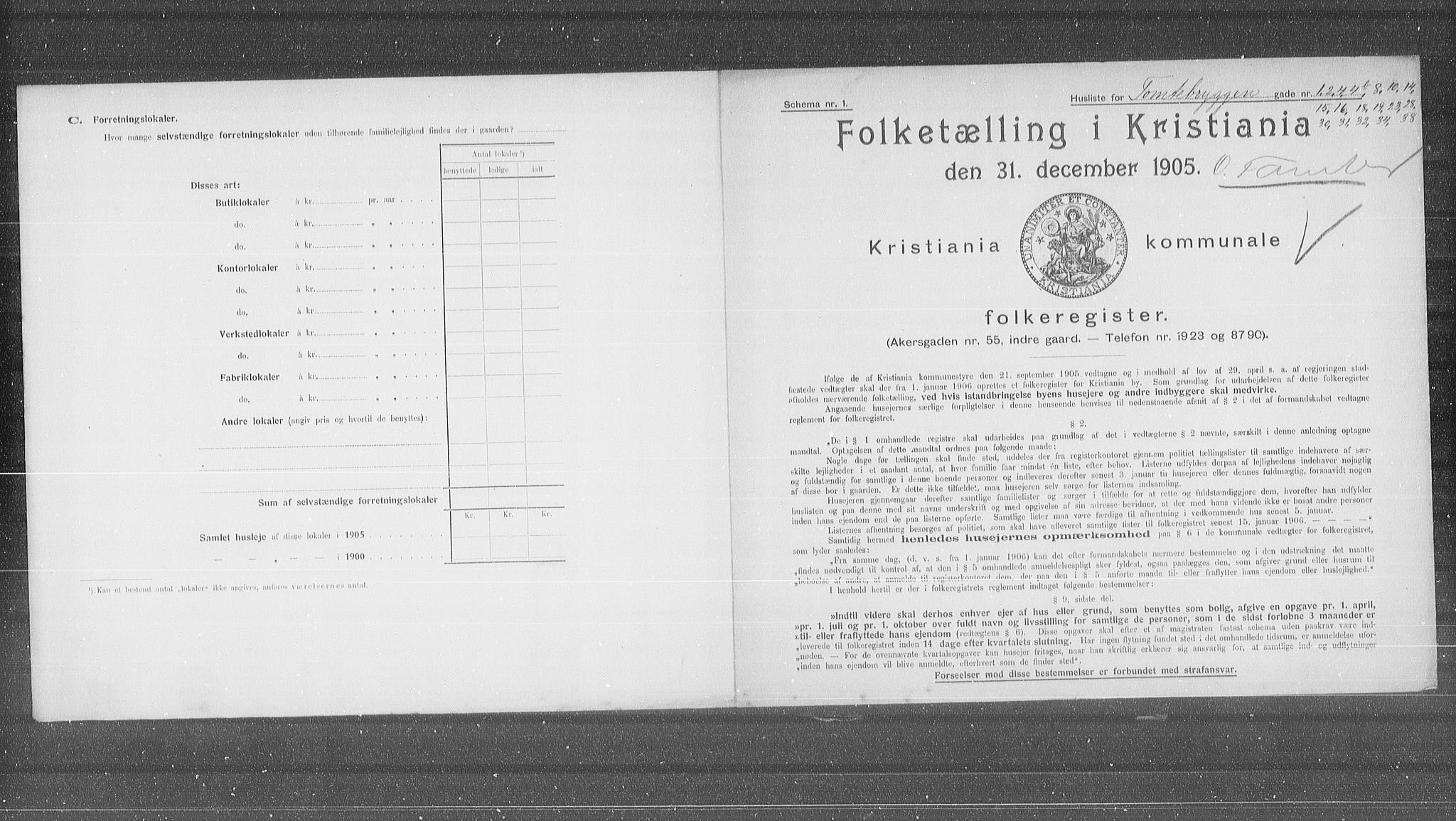 OBA, Kommunal folketelling 31.12.1905 for Kristiania kjøpstad, 1905, s. 59439