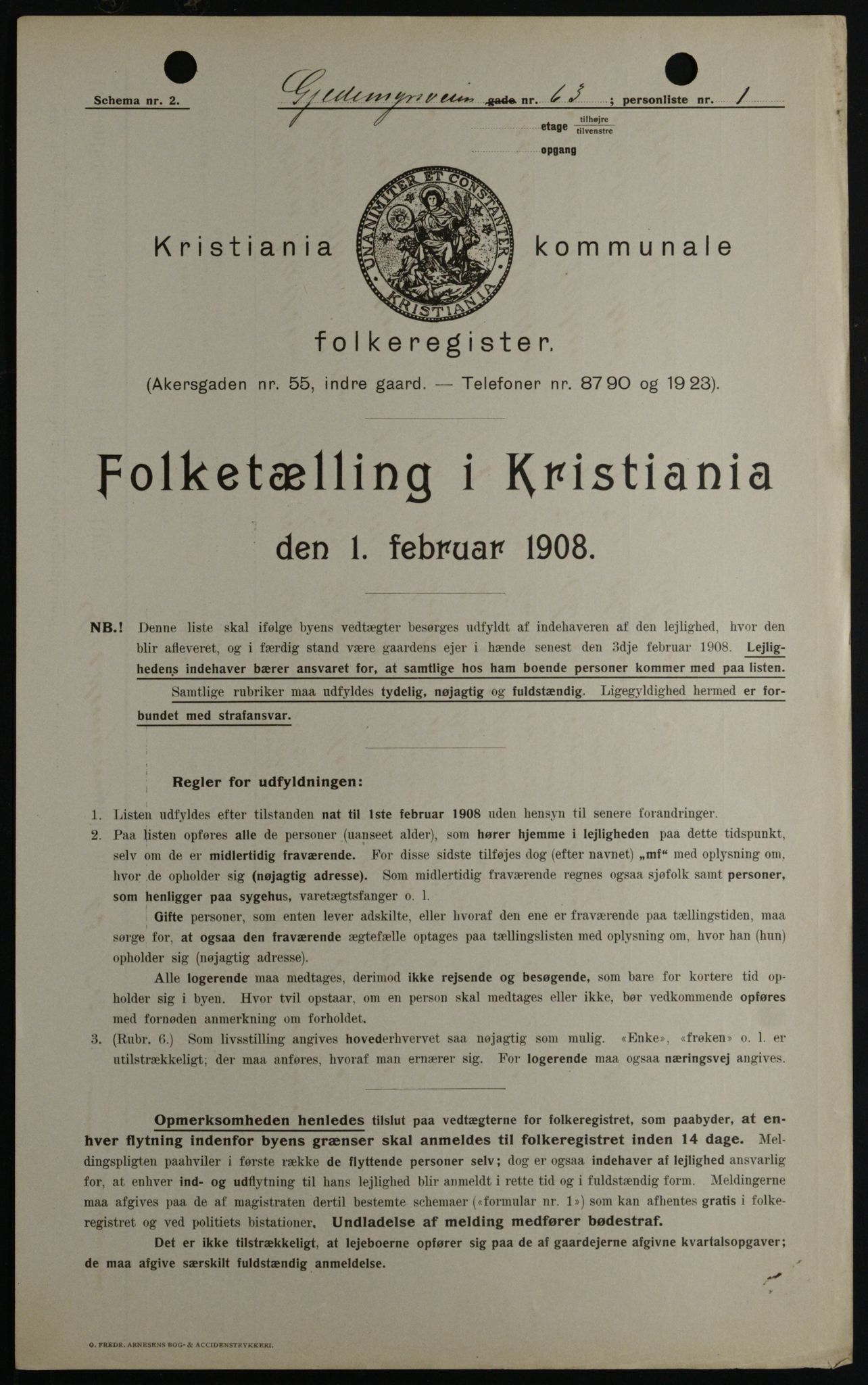 OBA, Kommunal folketelling 1.2.1908 for Kristiania kjøpstad, 1908, s. 26163