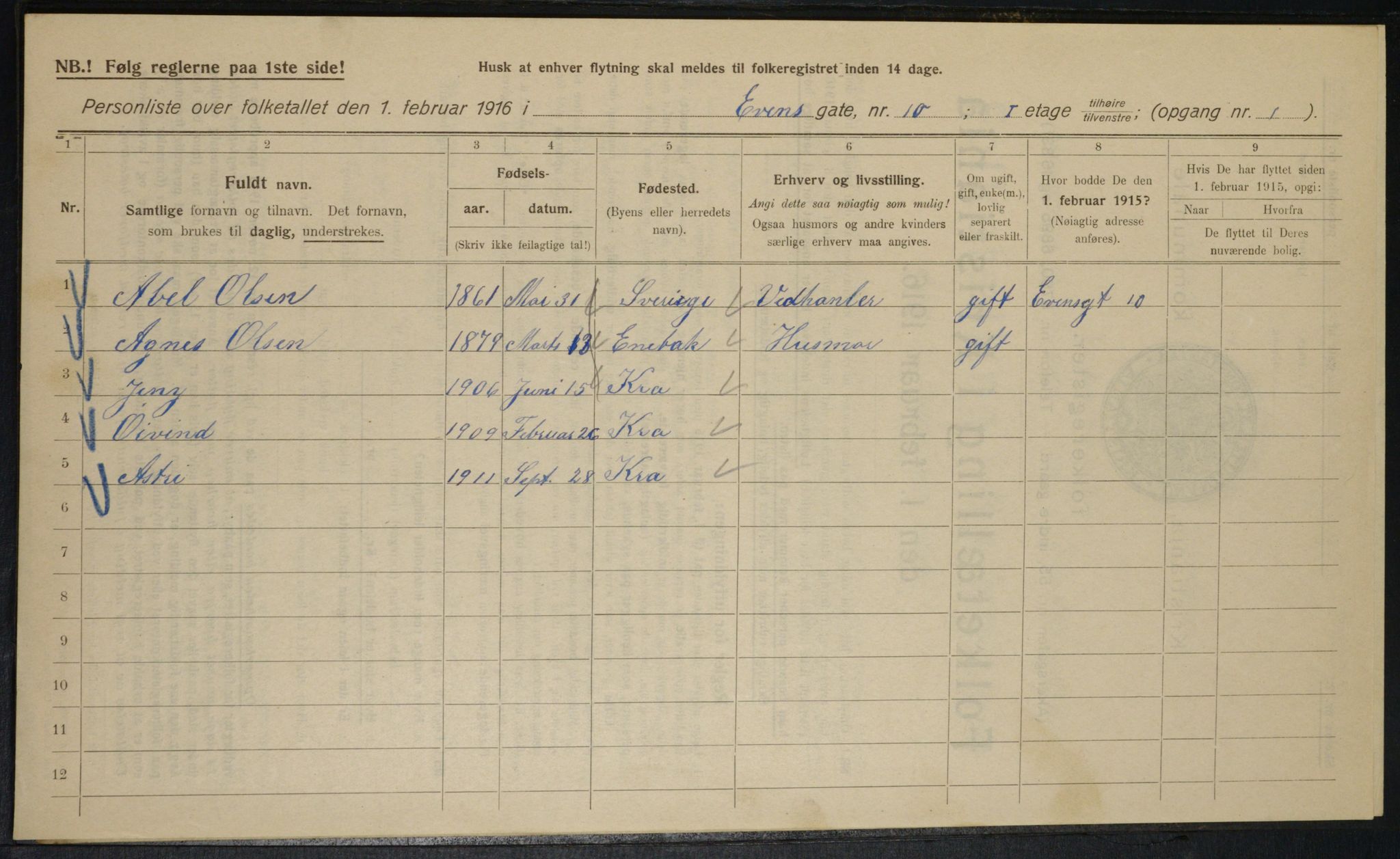 OBA, Kommunal folketelling 1.2.1916 for Kristiania, 1916, s. 23295