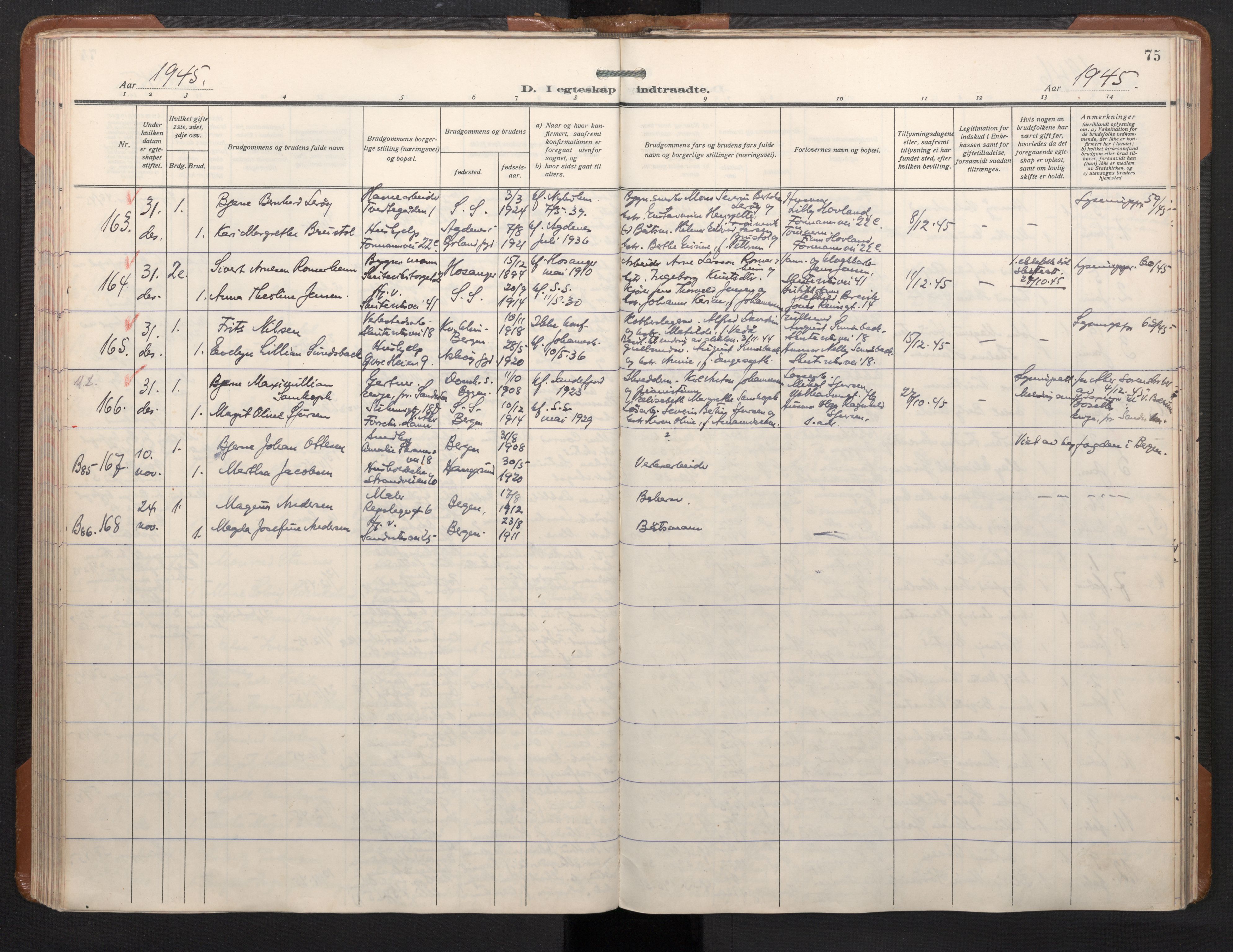 Sandviken Sokneprestembete, AV/SAB-A-77601/H/Ha/L0017: Ministerialbok nr. D 4, 1940-1954, s. 75