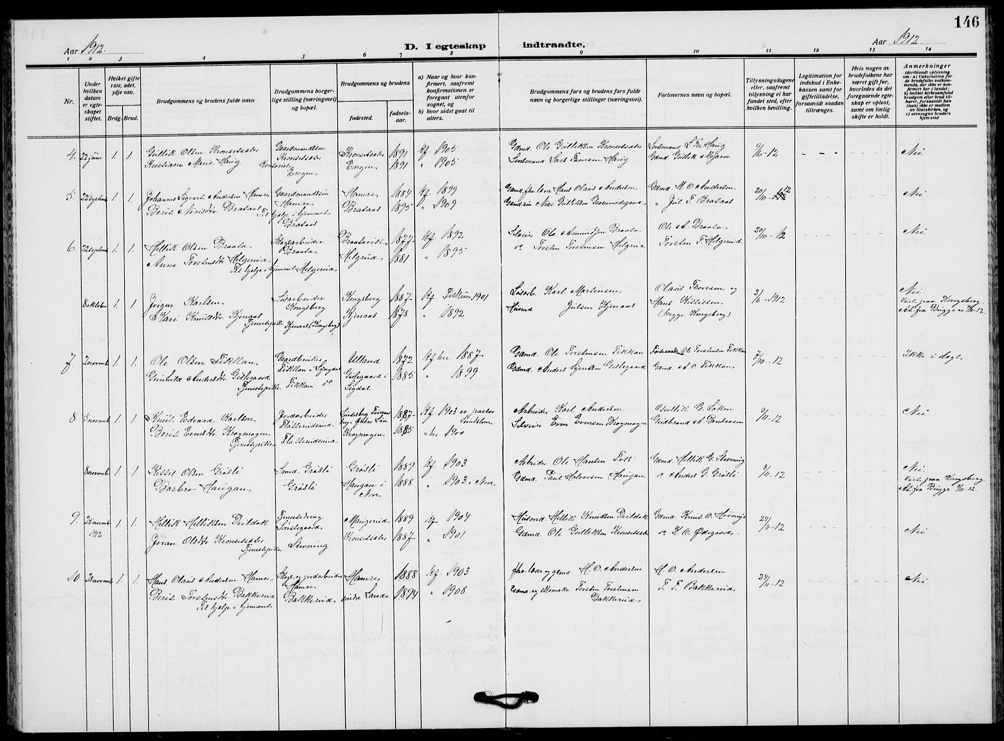 Flesberg kirkebøker, SAKO/A-18/G/Ga/L0006: Klokkerbok nr. I 6, 1909-1924, s. 146