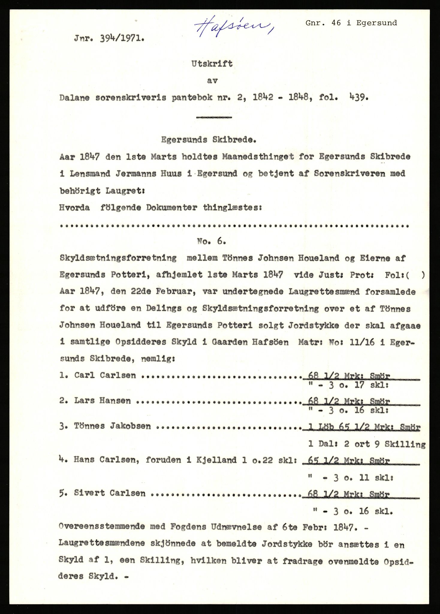 Statsarkivet i Stavanger, AV/SAST-A-101971/03/Y/Yj/L0028: Avskrifter sortert etter gårdsnavn: Gudla - Haga i Håland, 1750-1930, s. 376