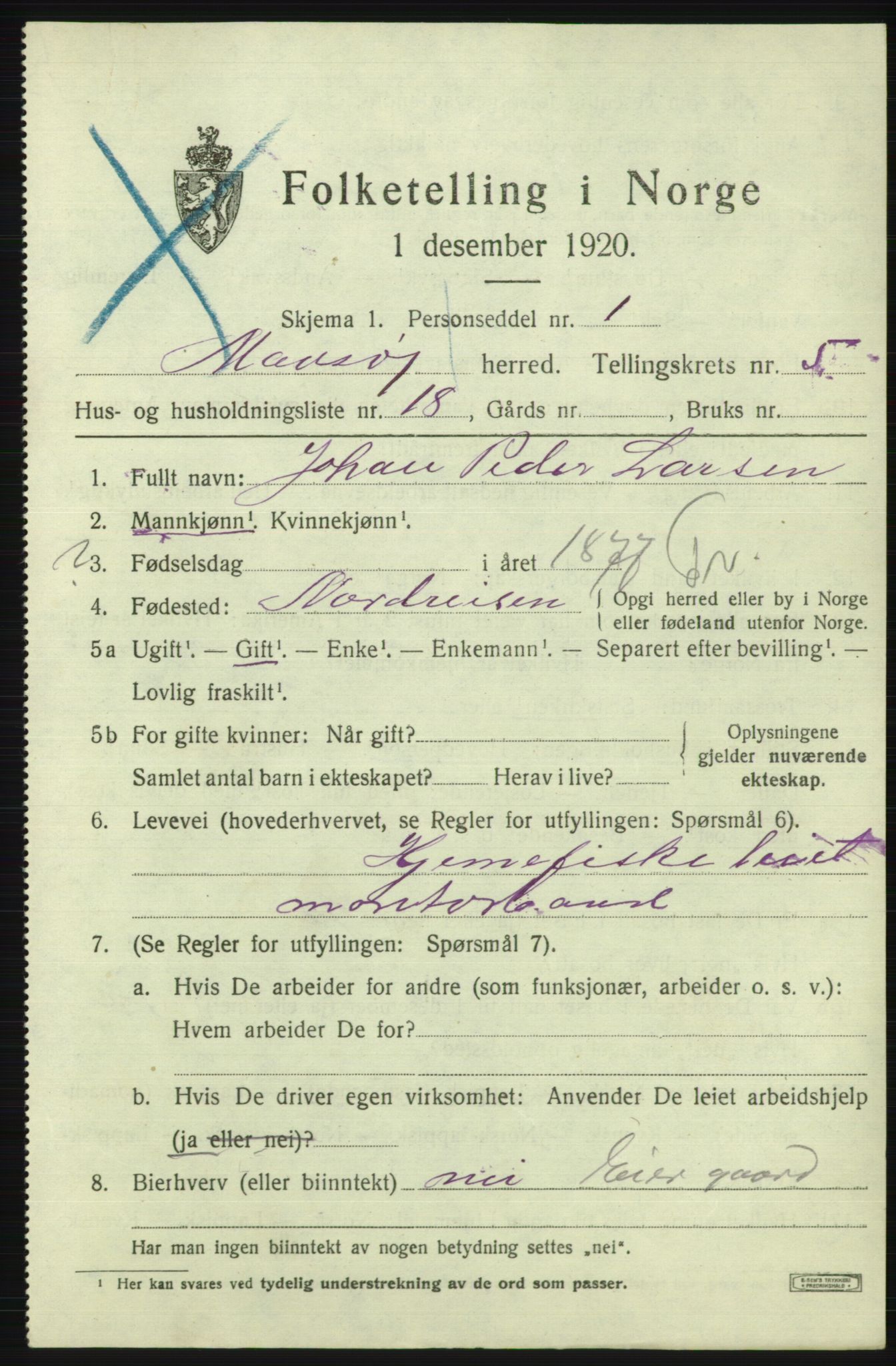 SATØ, Folketelling 1920 for 2018 Måsøy herred, 1920, s. 2646