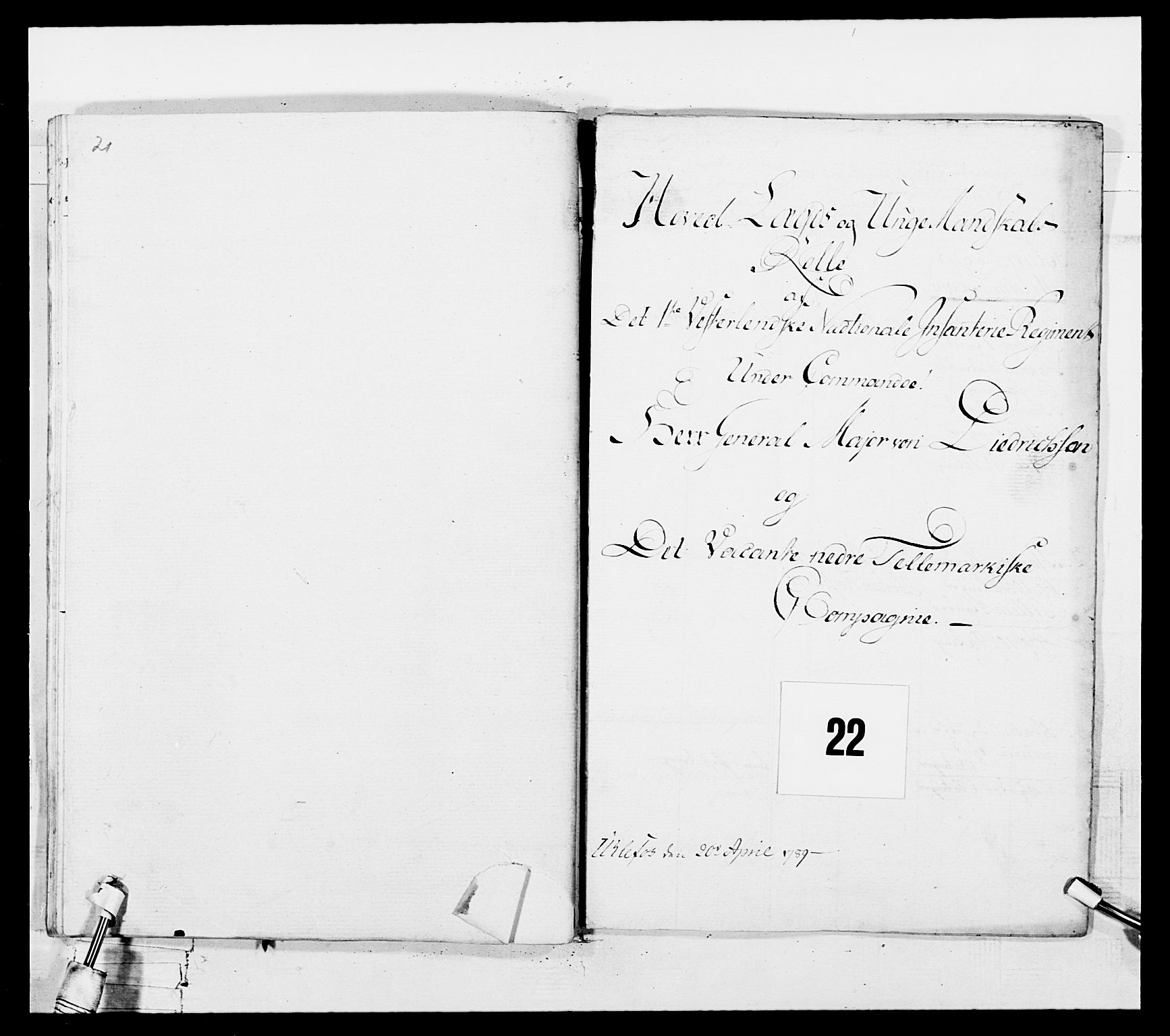 Generalitets- og kommissariatskollegiet, Det kongelige norske kommissariatskollegium, RA/EA-5420/E/Eh/L0103: 1. Vesterlenske nasjonale infanteriregiment, 1782-1789, s. 156