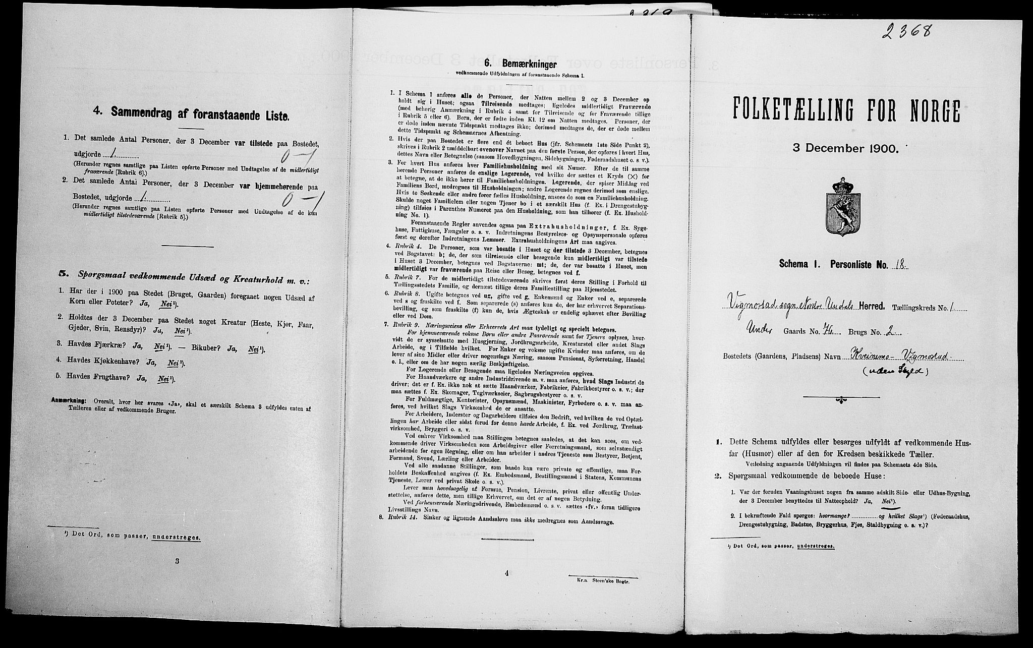 SAK, Folketelling 1900 for 1028 Nord-Audnedal herred, 1900, s. 102