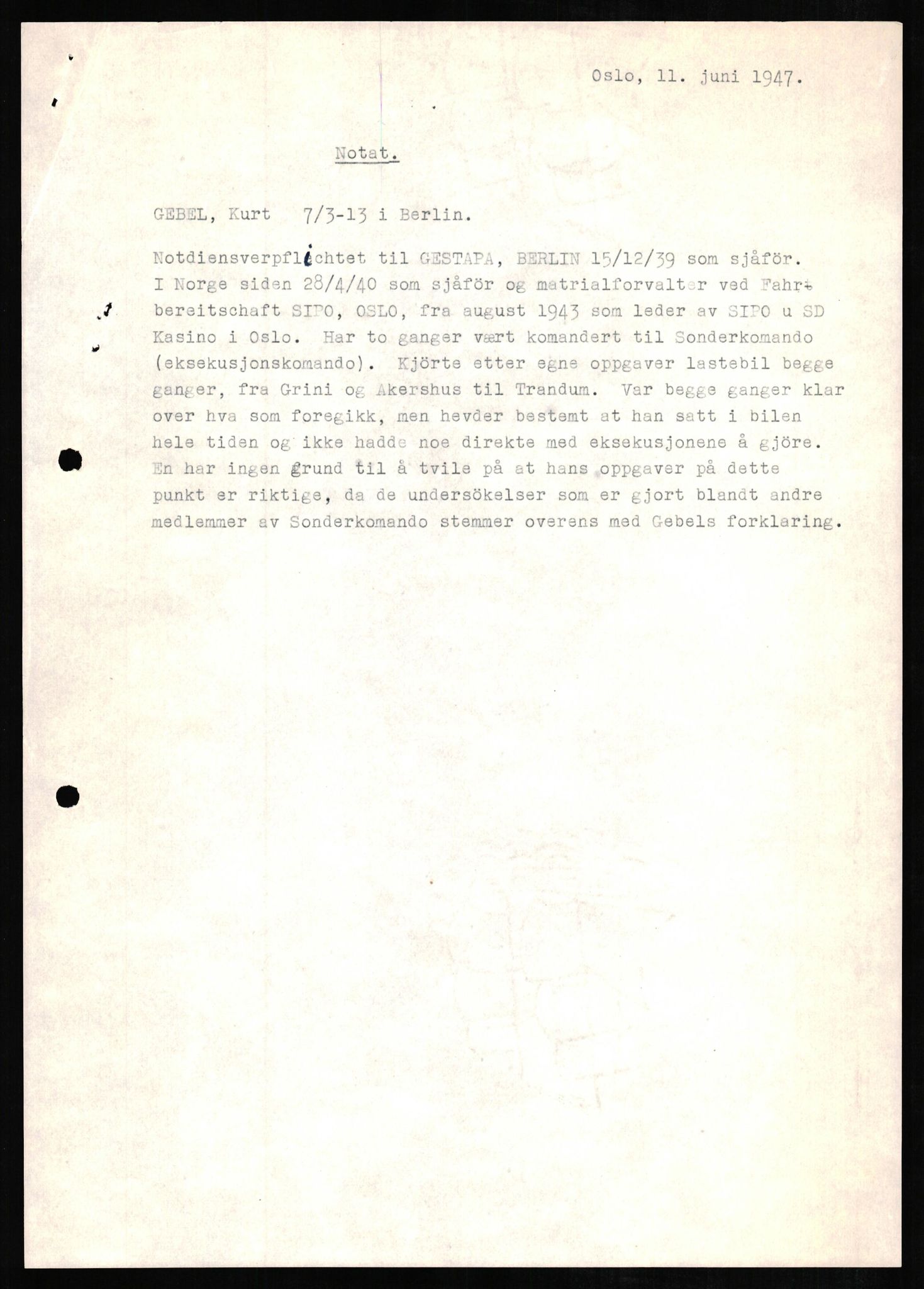 Forsvaret, Forsvarets overkommando II, AV/RA-RAFA-3915/D/Db/L0009: CI Questionaires. Tyske okkupasjonsstyrker i Norge. Tyskere., 1945-1946, s. 326