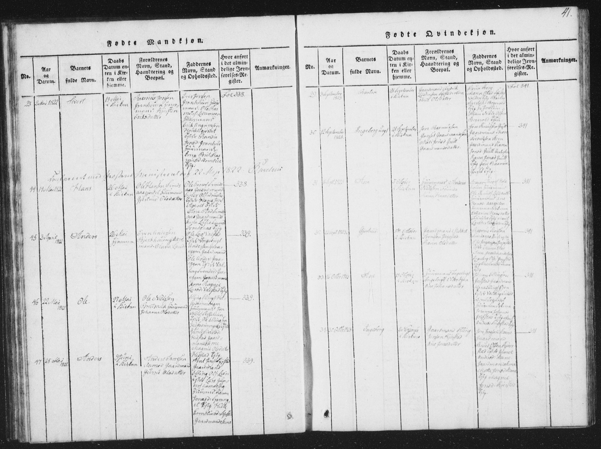 Ministerialprotokoller, klokkerbøker og fødselsregistre - Sør-Trøndelag, AV/SAT-A-1456/672/L0862: Klokkerbok nr. 672C01, 1816-1831, s. 41