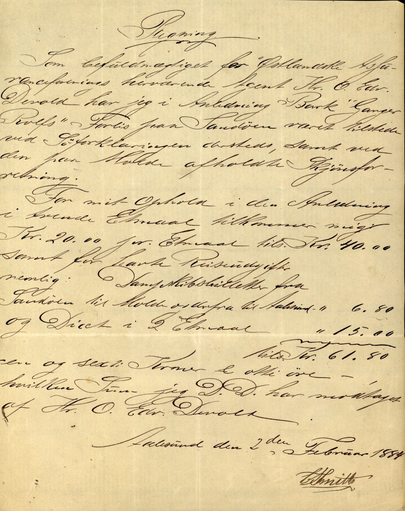 Pa 63 - Østlandske skibsassuranceforening, VEMU/A-1079/G/Ga/L0017/0011: Havaridokumenter / Andover, Amicitia, Bratsberg, Ganger Rolf, 1884, s. 37