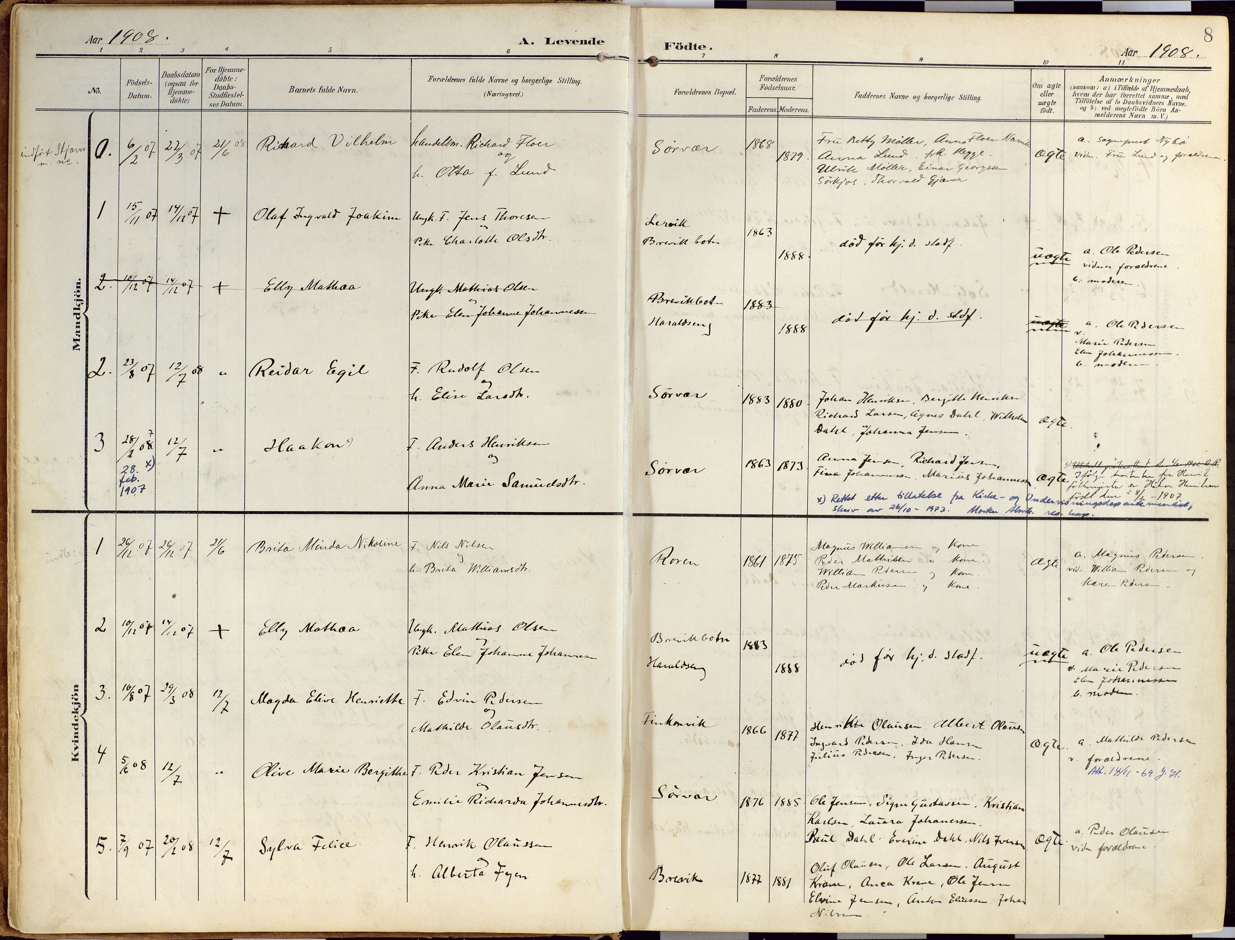 Loppa sokneprestkontor, AV/SATØ-S-1339/H/Ha/L0010kirke: Ministerialbok nr. 10, 1907-1922, s. 8