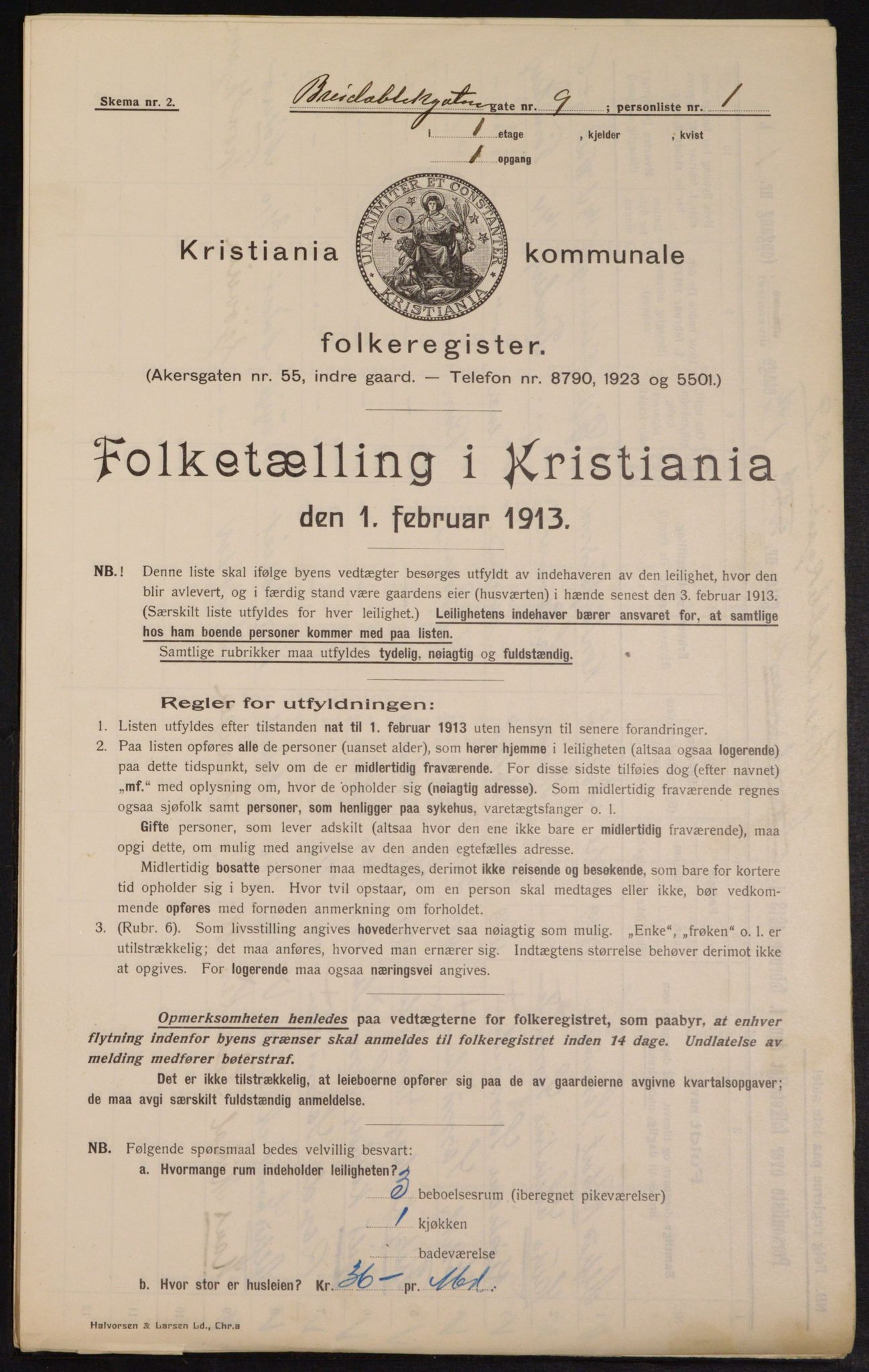 OBA, Kommunal folketelling 1.2.1913 for Kristiania, 1913, s. 8003