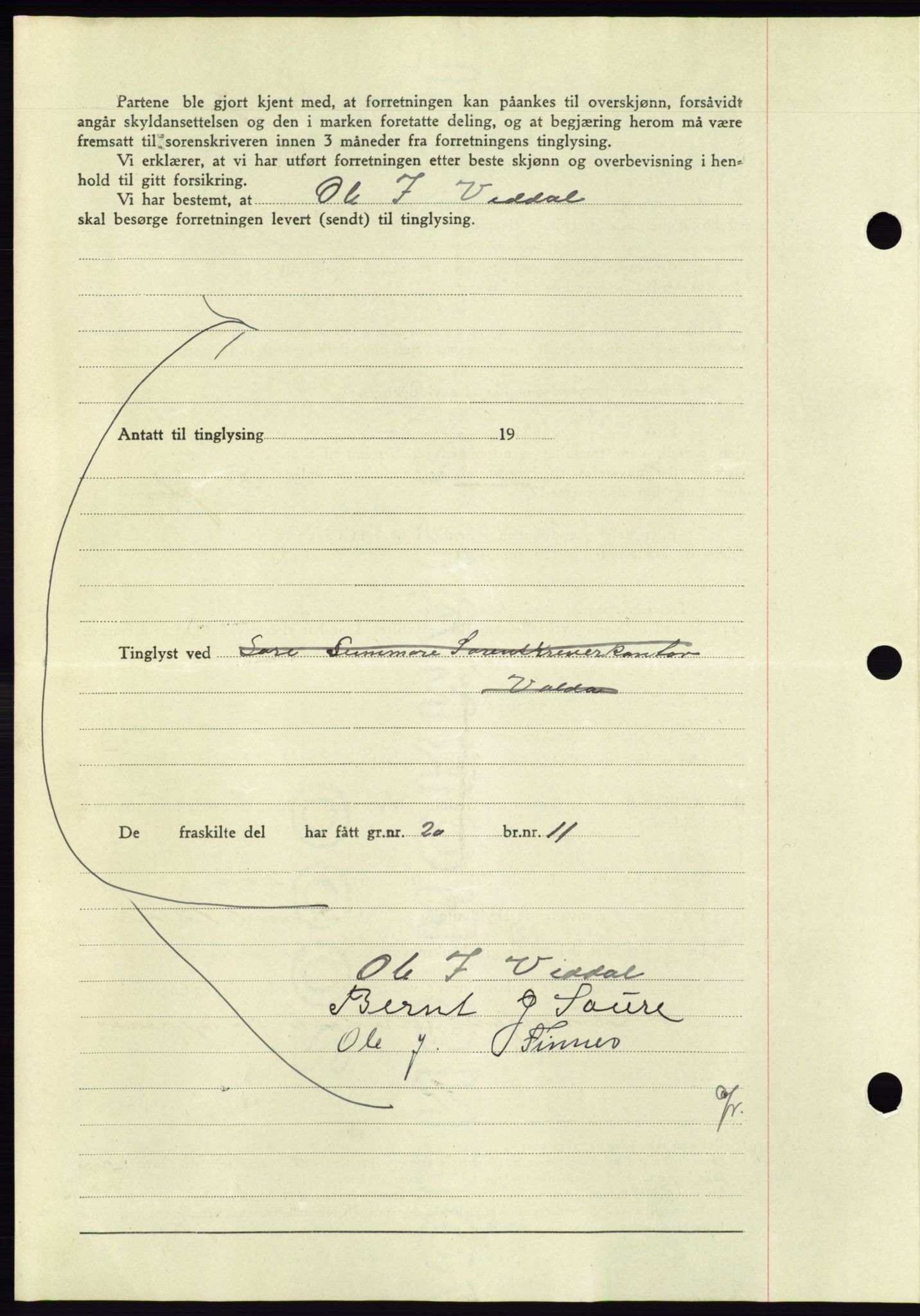 Søre Sunnmøre sorenskriveri, AV/SAT-A-4122/1/2/2C/L0075: Pantebok nr. 1A, 1943-1943, Dagboknr: 502/1943