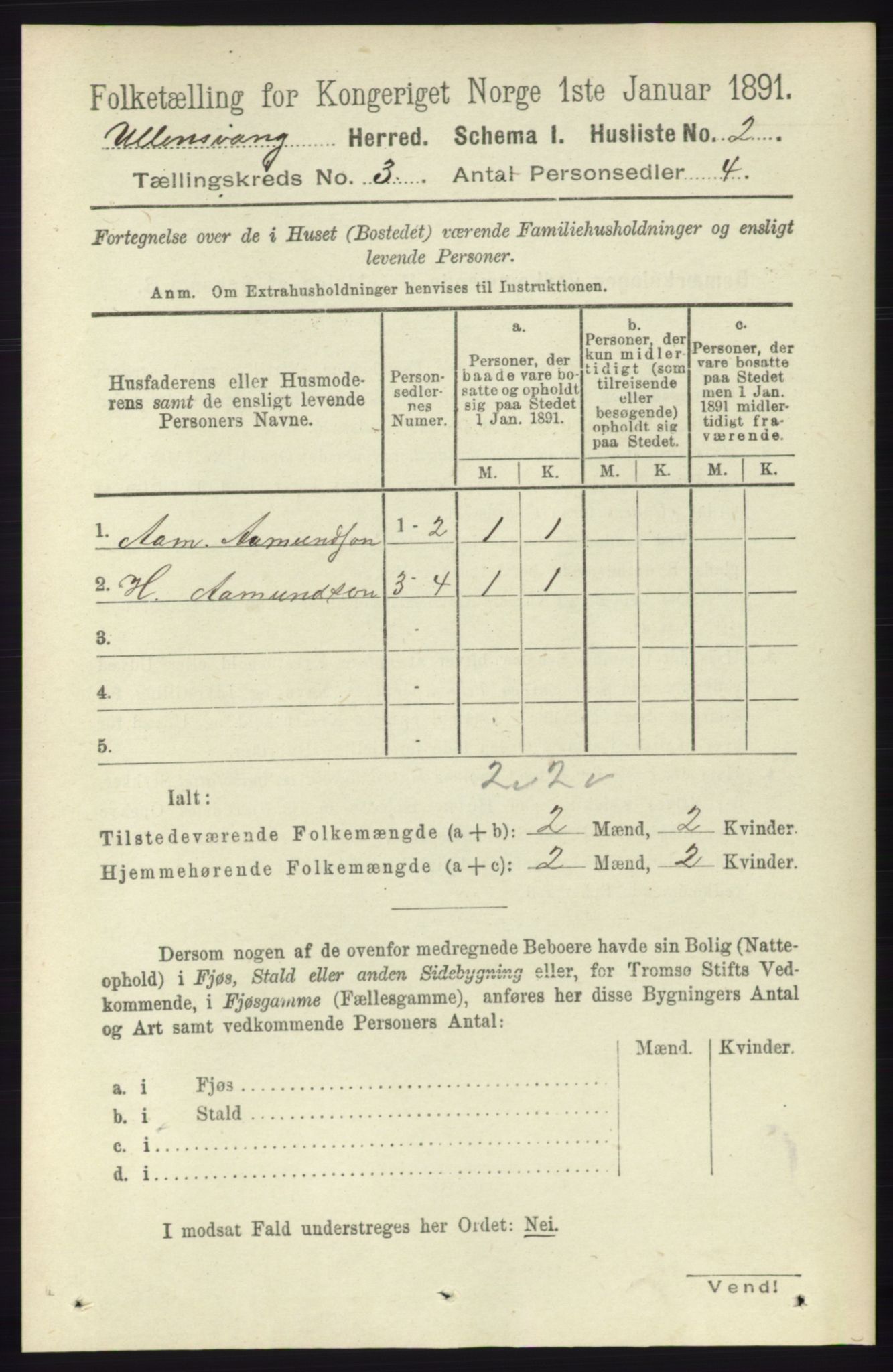 RA, Folketelling 1891 for 1230 Ullensvang herred, 1891, s. 538