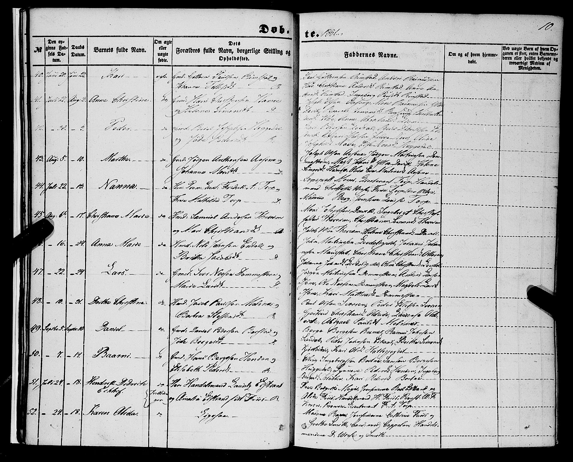 Davik sokneprestembete, AV/SAB-A-79701/H/Haa/Haaa/L0005: Ministerialbok nr. A 5, 1850-1866, s. 10