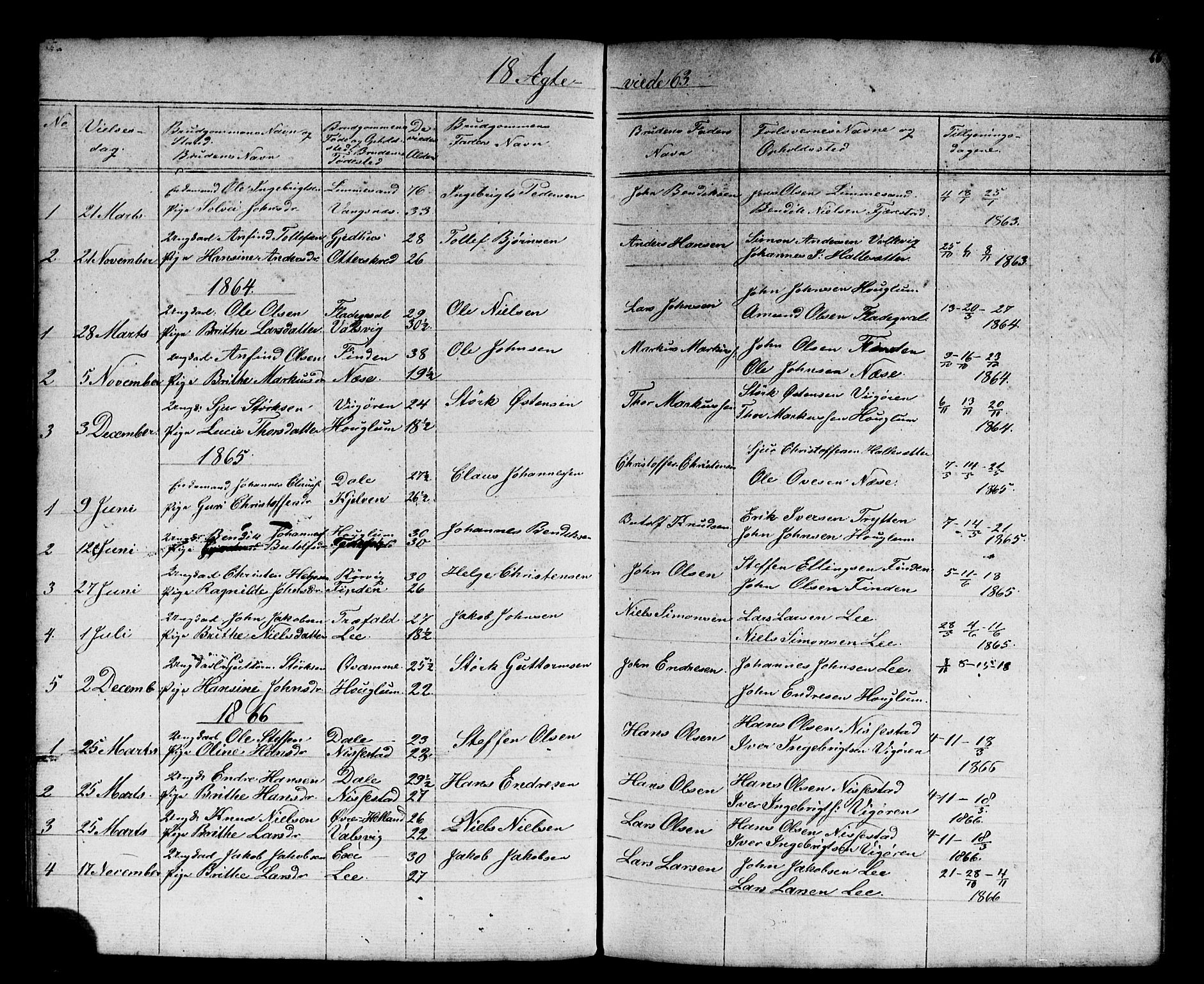 Vik sokneprestembete, AV/SAB-A-81501/H/Hab/Habb/L0001: Klokkerbok nr. B 1, 1847-1877, s. 66