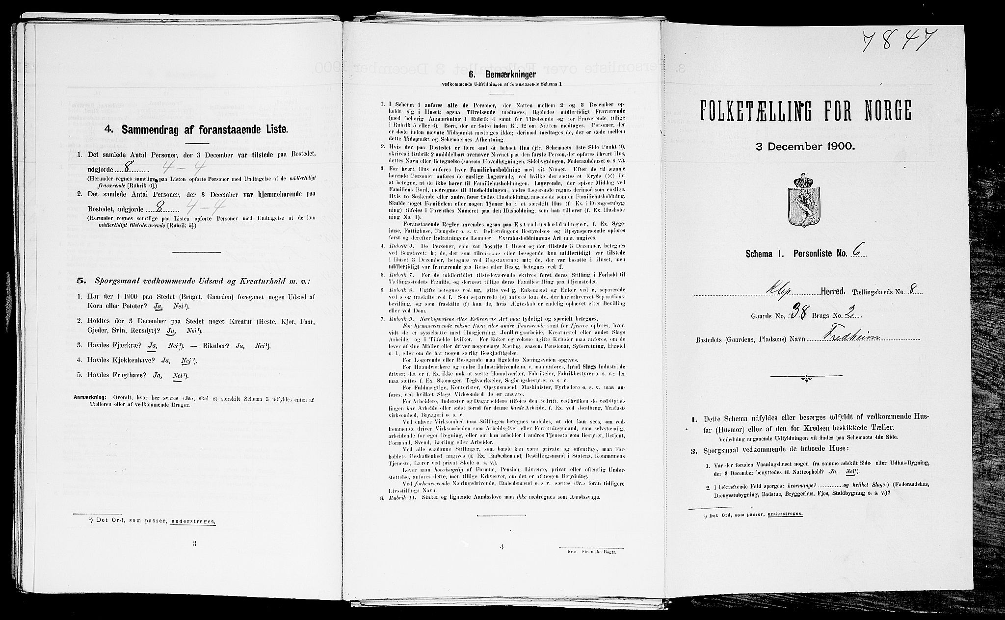 SAST, Folketelling 1900 for 1120 Klepp herred, 1900, s. 721