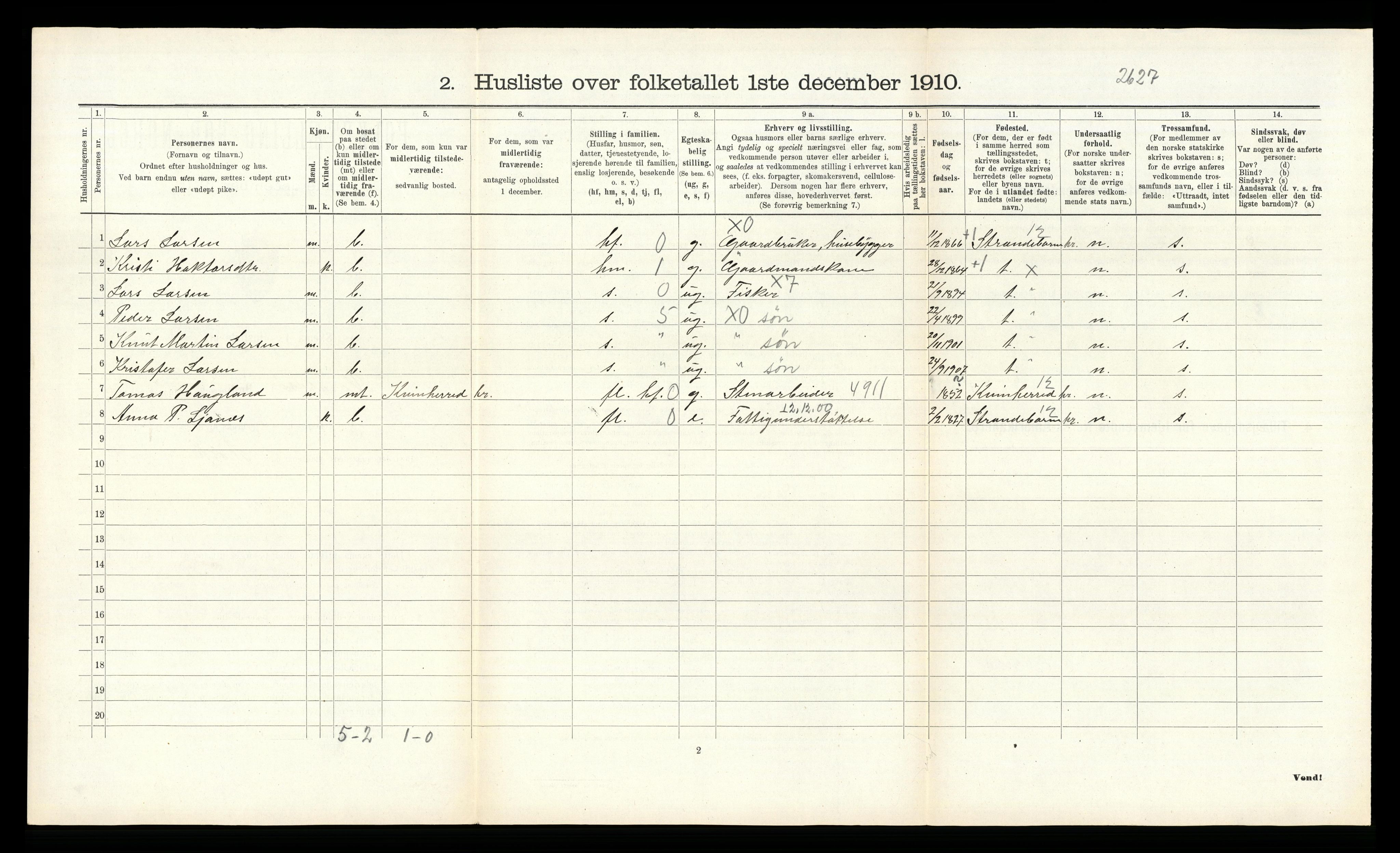 RA, Folketelling 1910 for 1225 Varaldsøy herred, 1910, s. 178