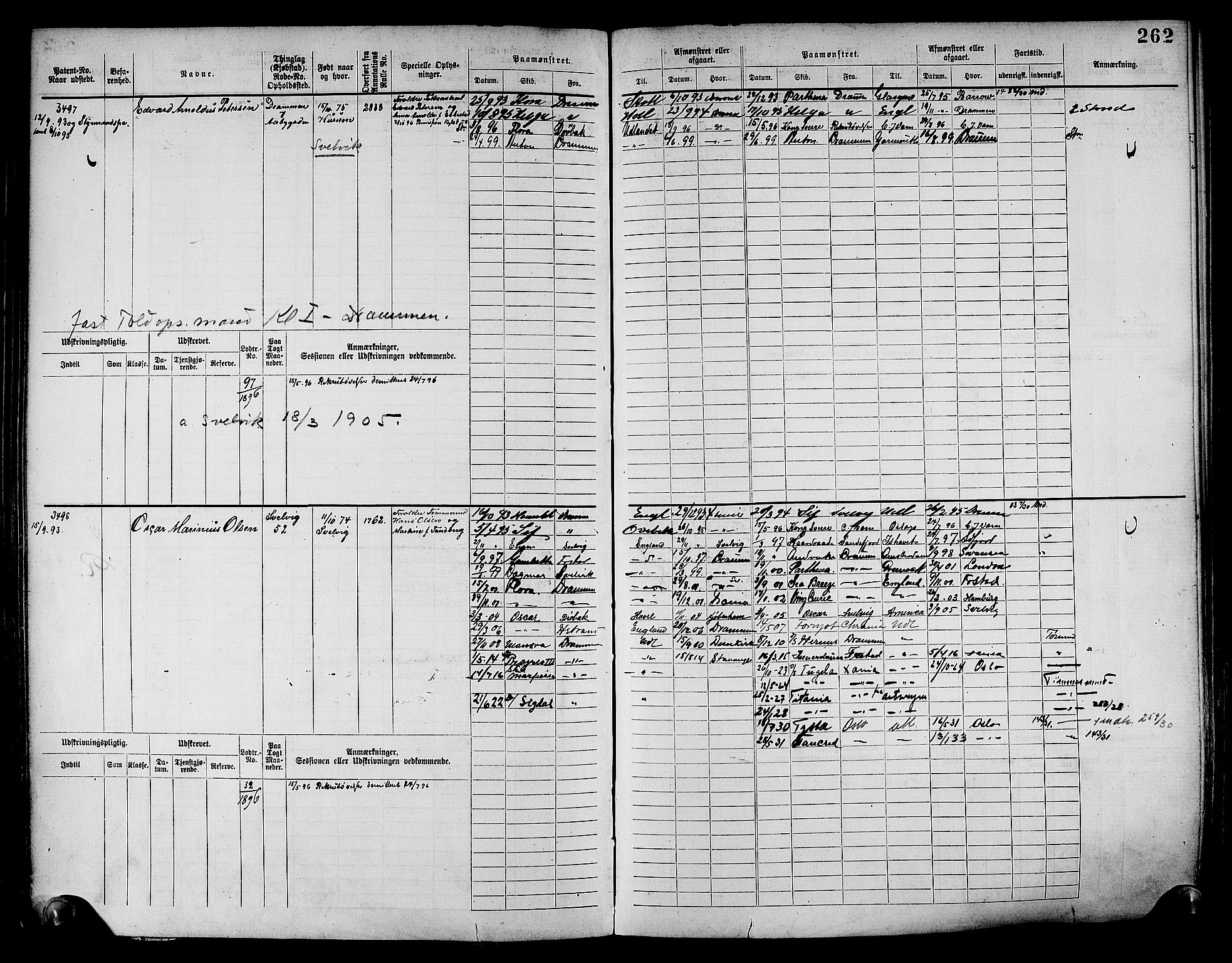 Drammen innrulleringsdistrikt, SAKO/A-781/F/Fc/L0004: Hovedrulle, 1885, s. 268