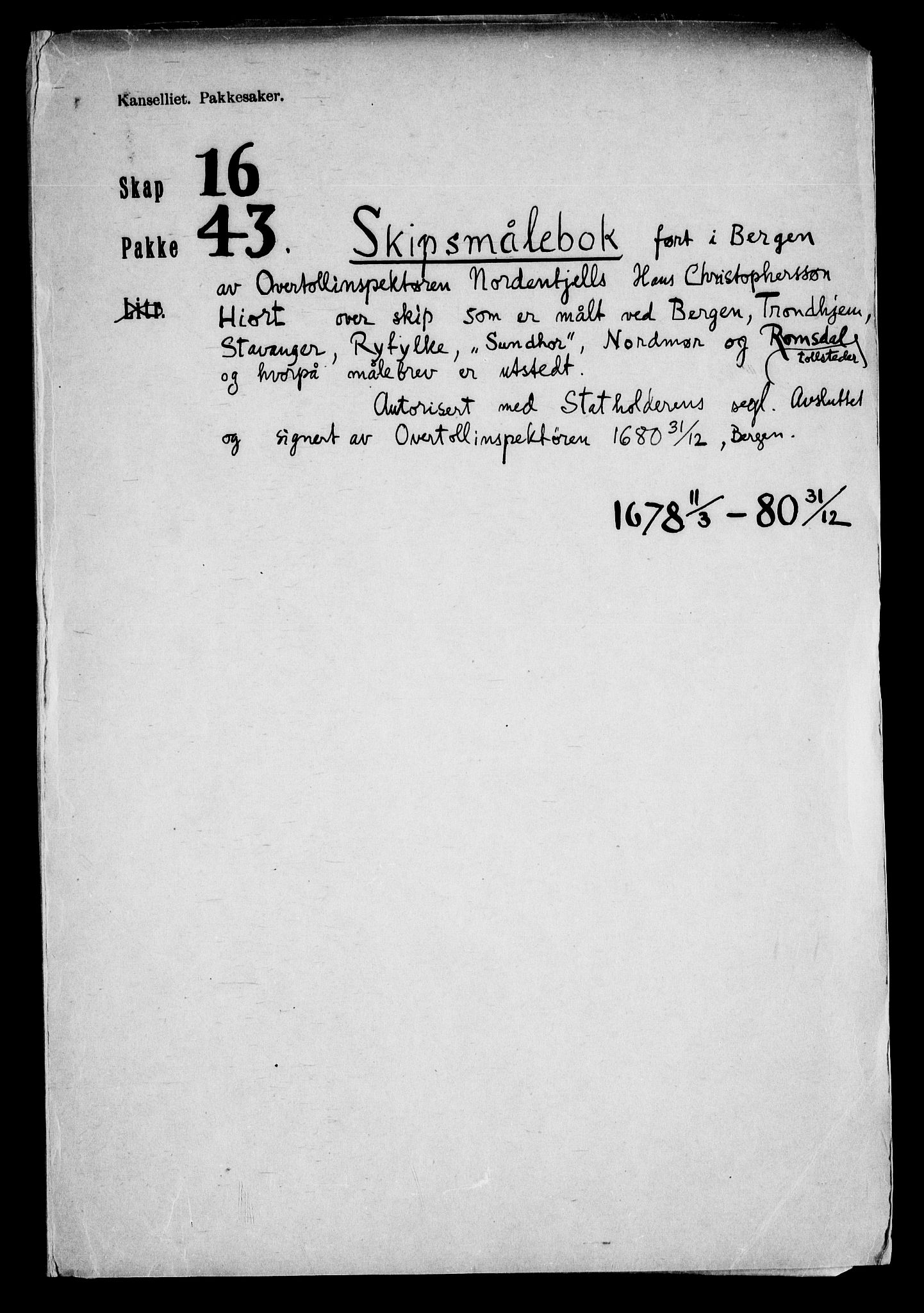 Danske Kanselli, Skapsaker, AV/RA-EA-4061/F/L0116: Skap 16, pakke 42-47, 1625-1717, s. 2