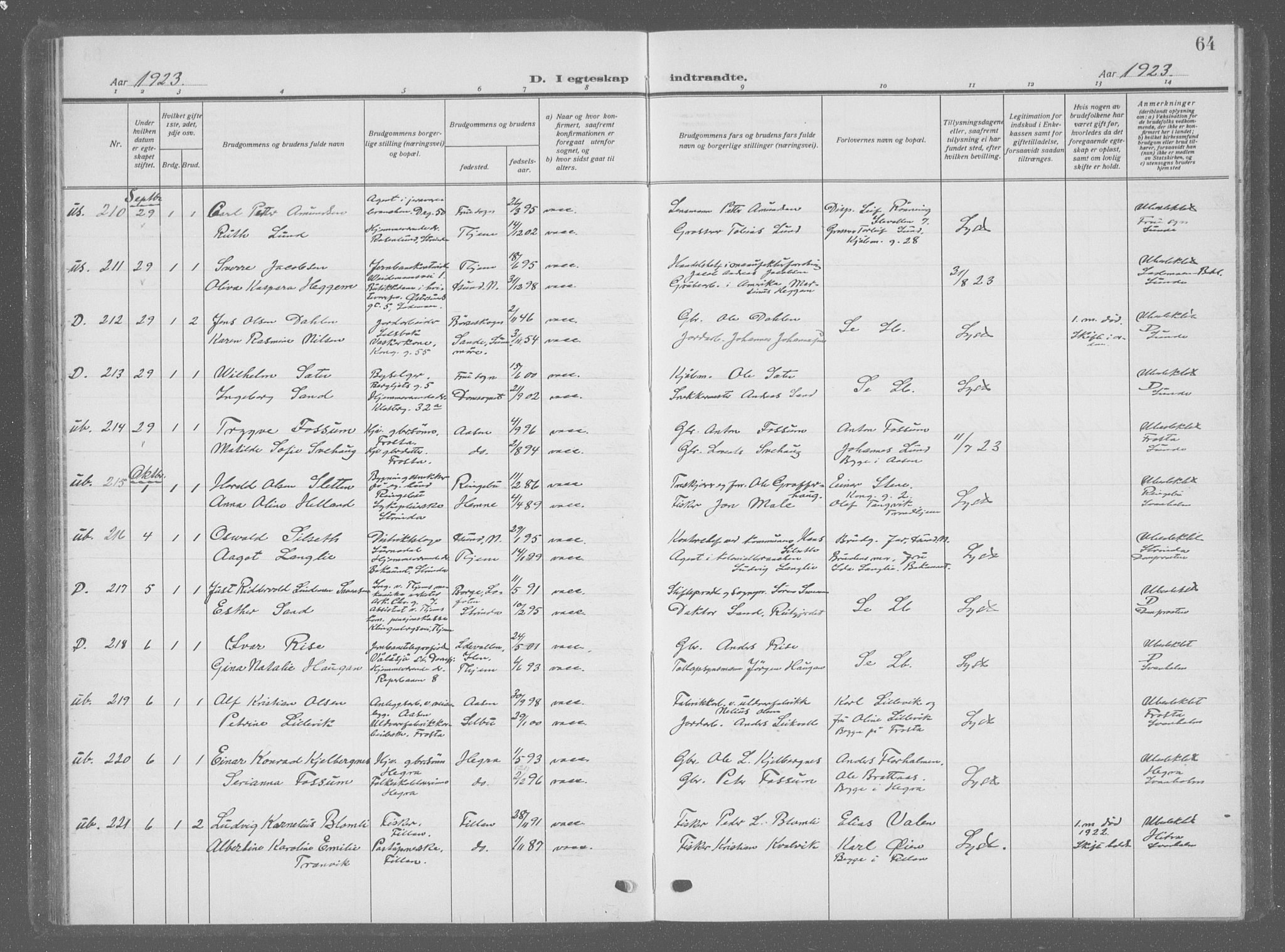 Ministerialprotokoller, klokkerbøker og fødselsregistre - Sør-Trøndelag, AV/SAT-A-1456/601/L0098: Klokkerbok nr. 601C16, 1921-1934, s. 64