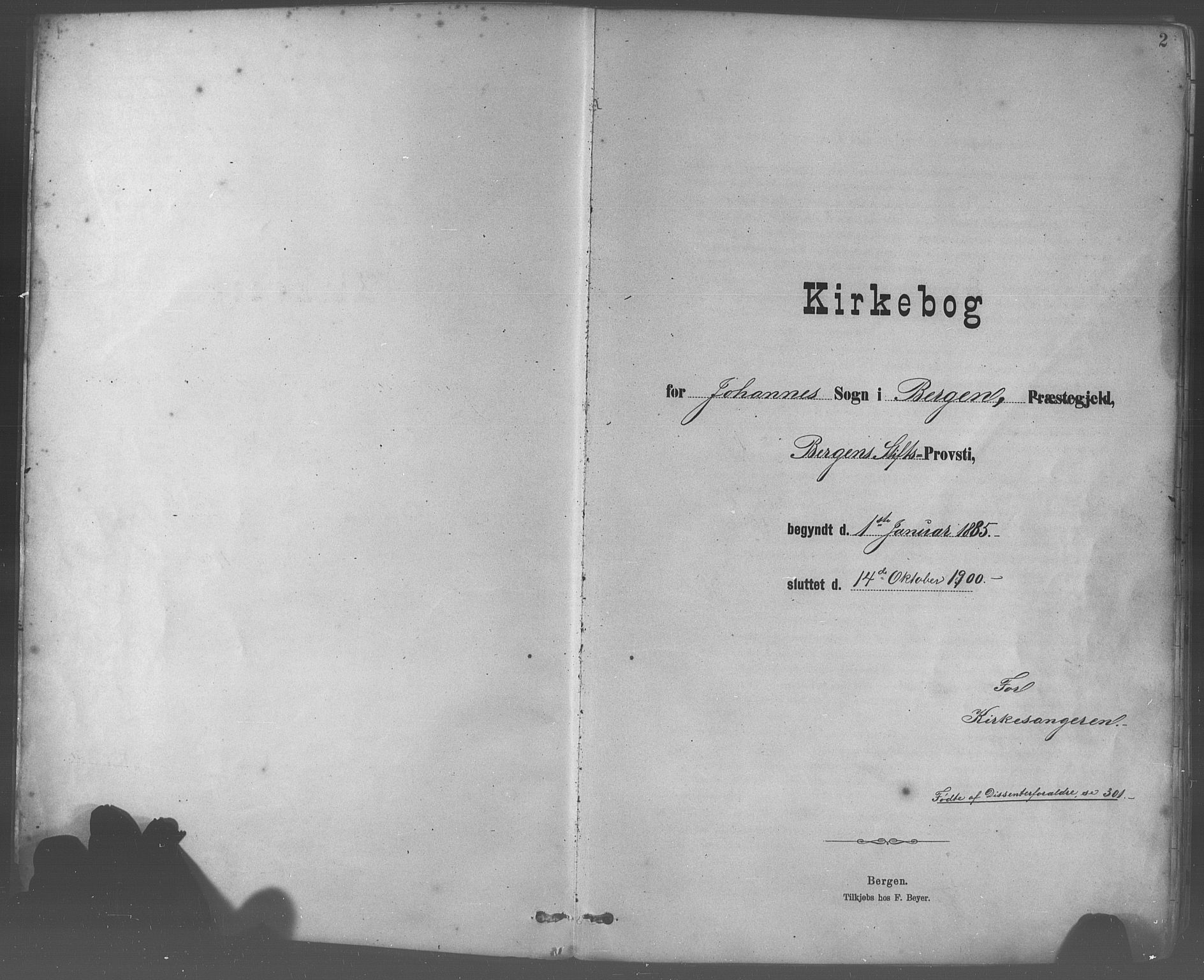 Johanneskirken sokneprestembete, SAB/A-76001/H/Hab: Klokkerbok nr. A 1, 1885-1900, s. 2