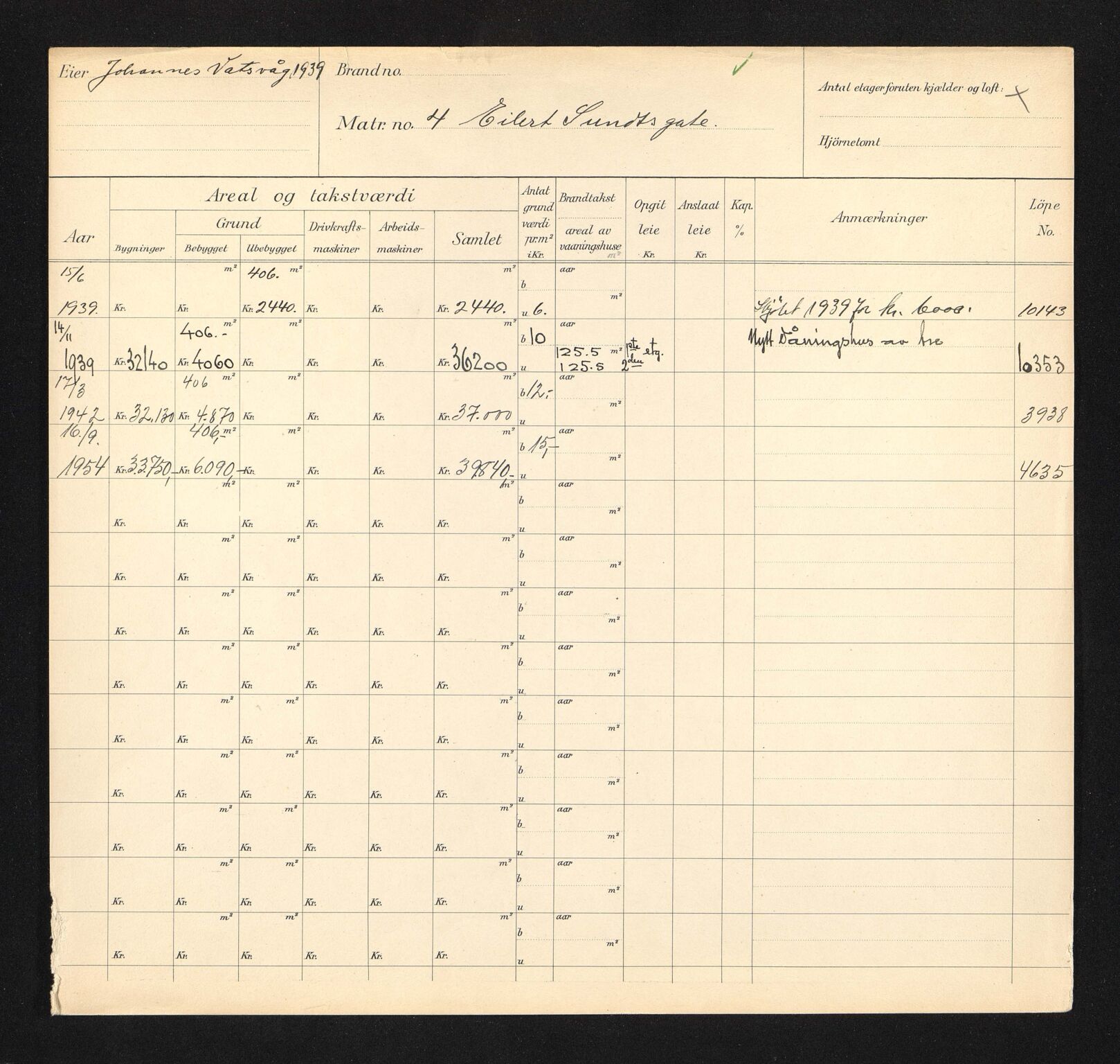 Stavanger kommune. Skattetakstvesenet, BYST/A-0440/F/Fa/Faa/L0011/0008: Skattetakstkort / Eilert Sundts gate 4 - 24