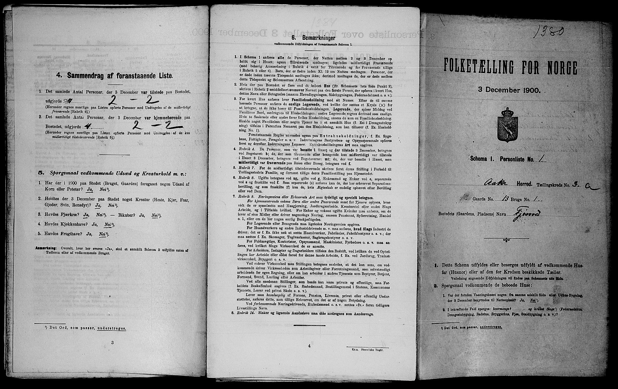 SAST, Folketelling 1900 for 1149 Åkra herred, 1900, s. 443