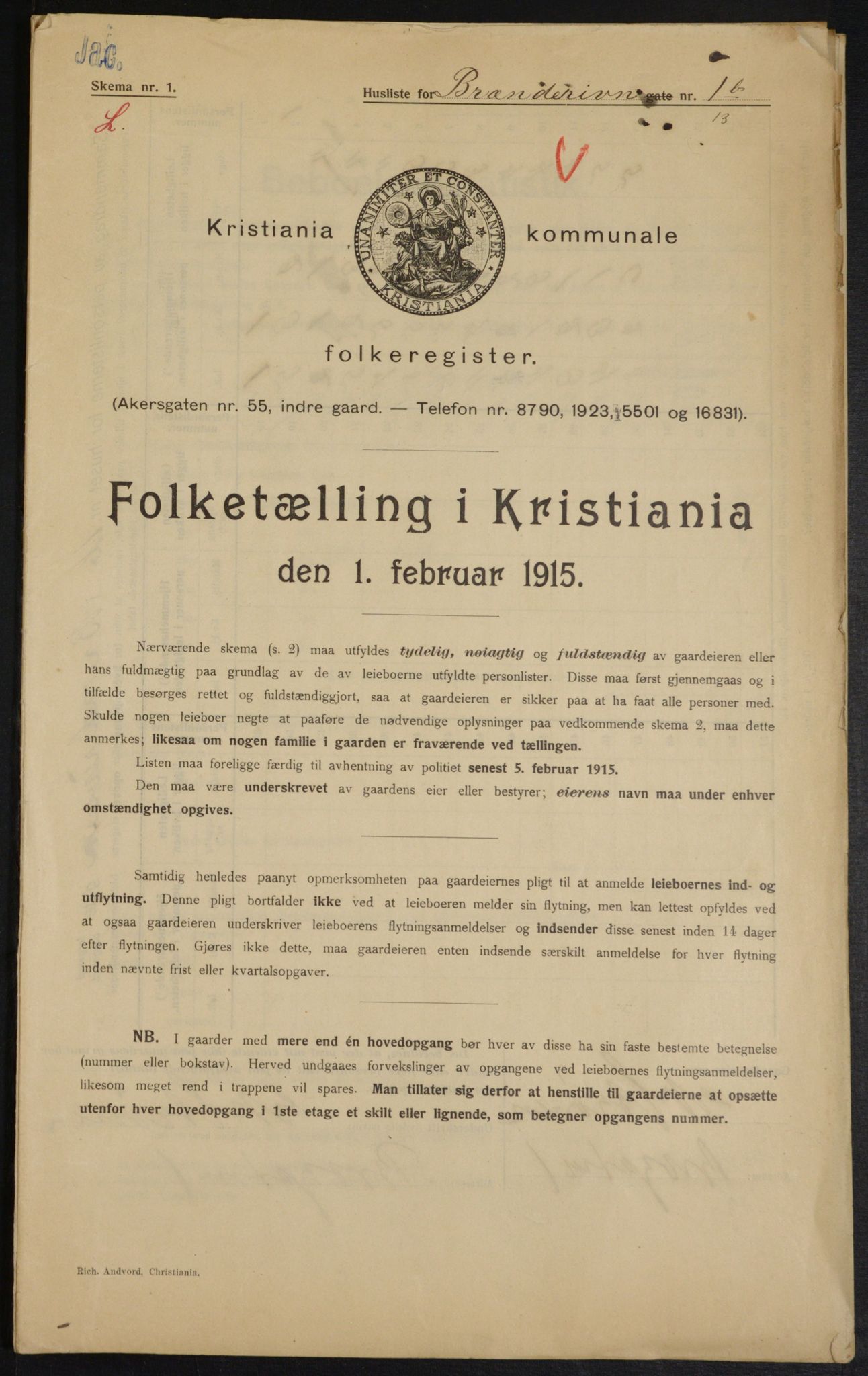 OBA, Kommunal folketelling 1.2.1915 for Kristiania, 1915, s. 8578