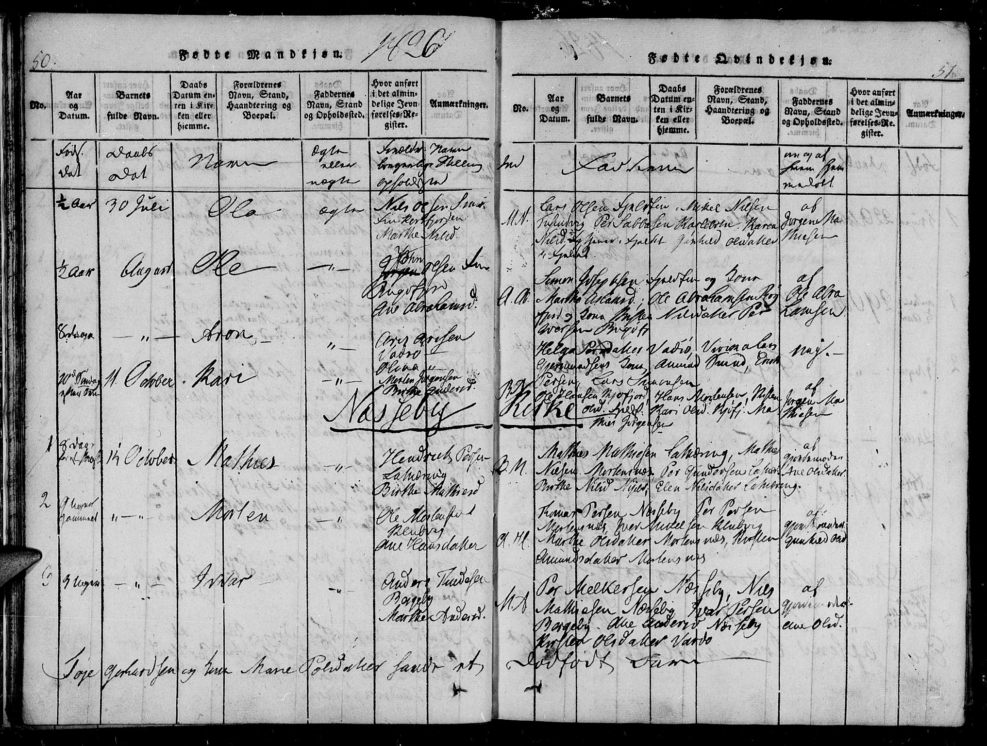 Vadsø sokneprestkontor, AV/SATØ-S-1325/H/Ha/L0003kirke: Ministerialbok nr. 3 /1, 1821-1839, s. 50-51