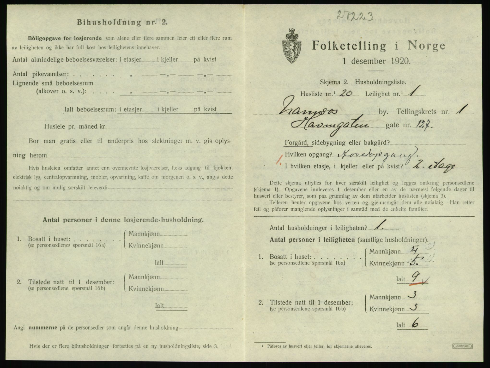 SAT, Folketelling 1920 for 1703 Namsos ladested, 1920, s. 821