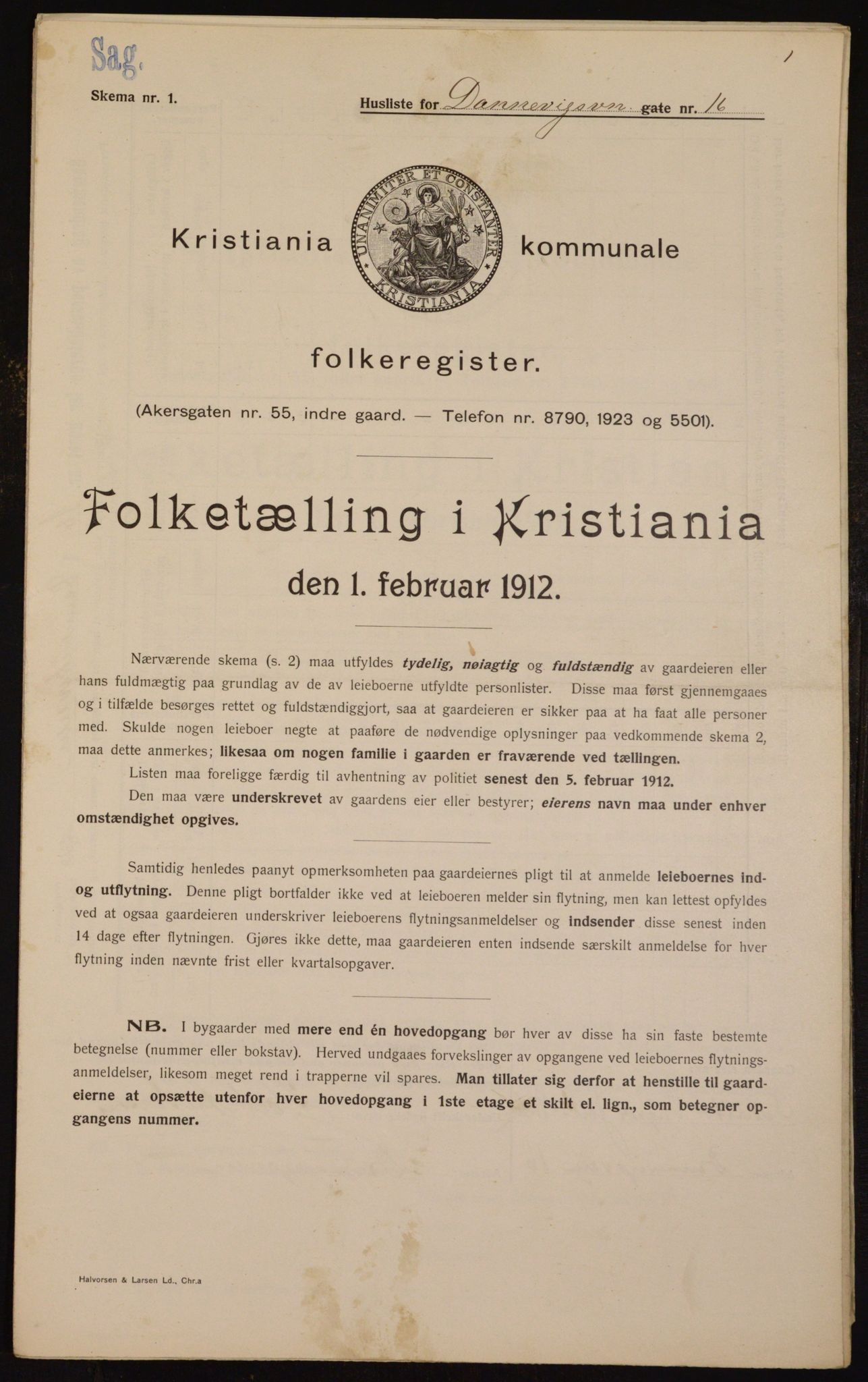 OBA, Kommunal folketelling 1.2.1912 for Kristiania, 1912, s. 15226